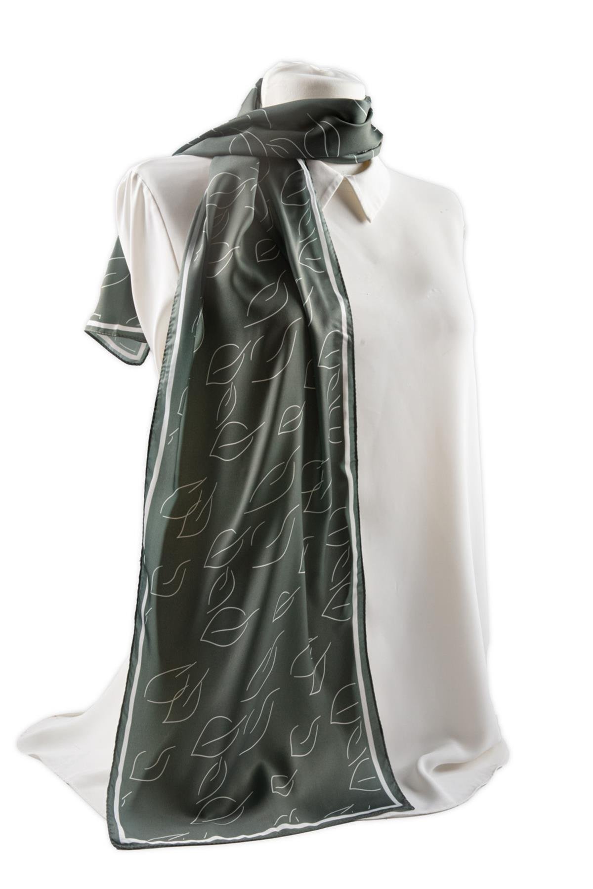 I4 Yaprak Desenli Fular 30x140