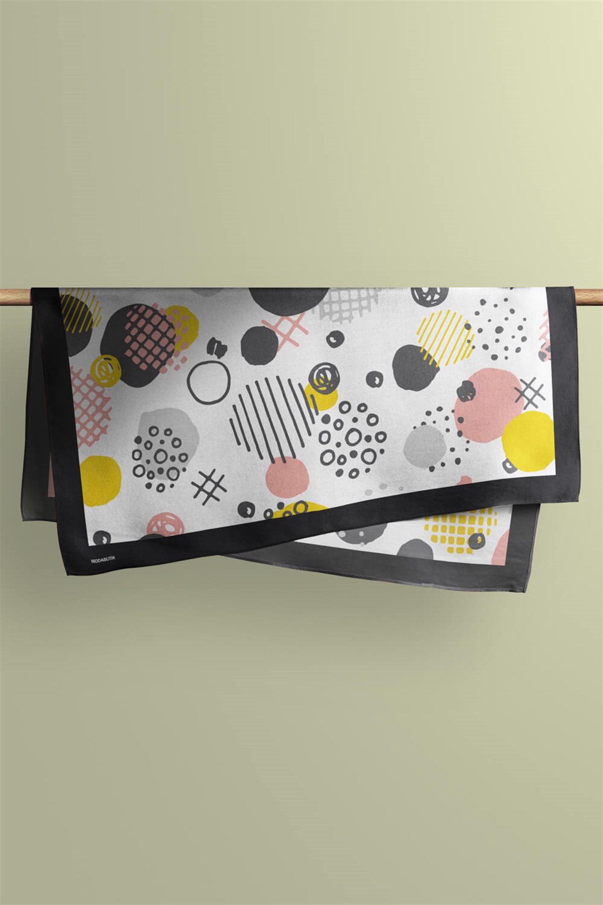 Violla D74 Kadın Geometrik Desenli Bandana 50x50 Sarı DG0427-22