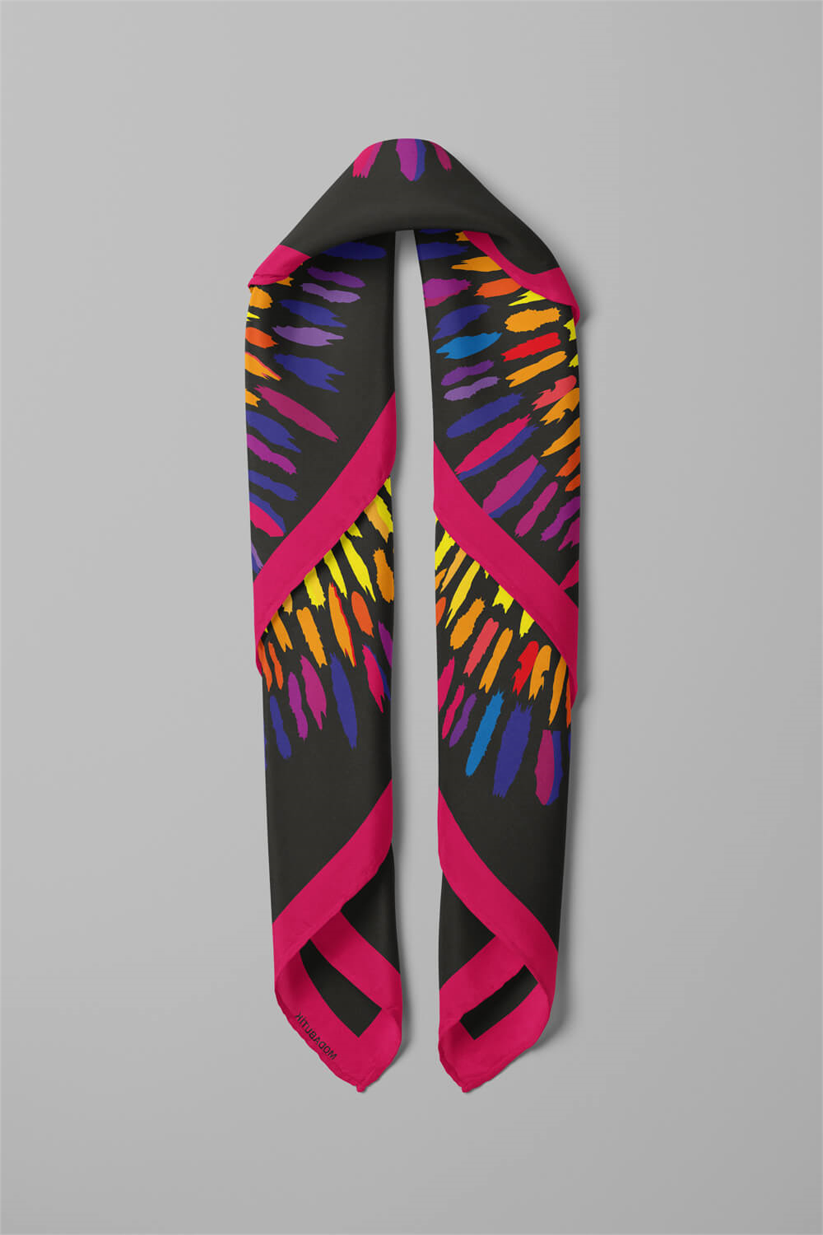 Y67 Kadın Yıldız Desenli Bandana 50x50 Yeşil Mavi DG0345-22