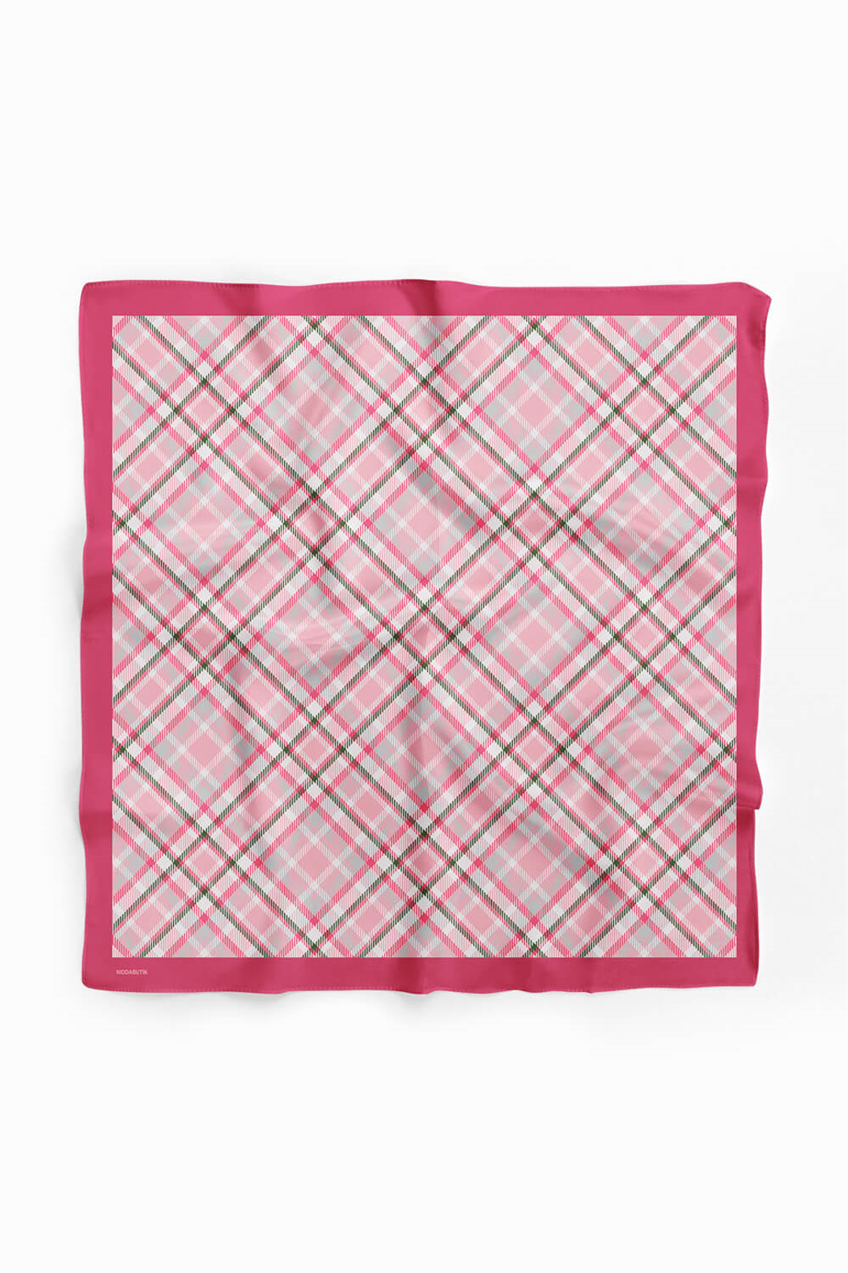 D82 Kadın Ekose  Desenli Bandana 50x50 Pembe DG0201-22
