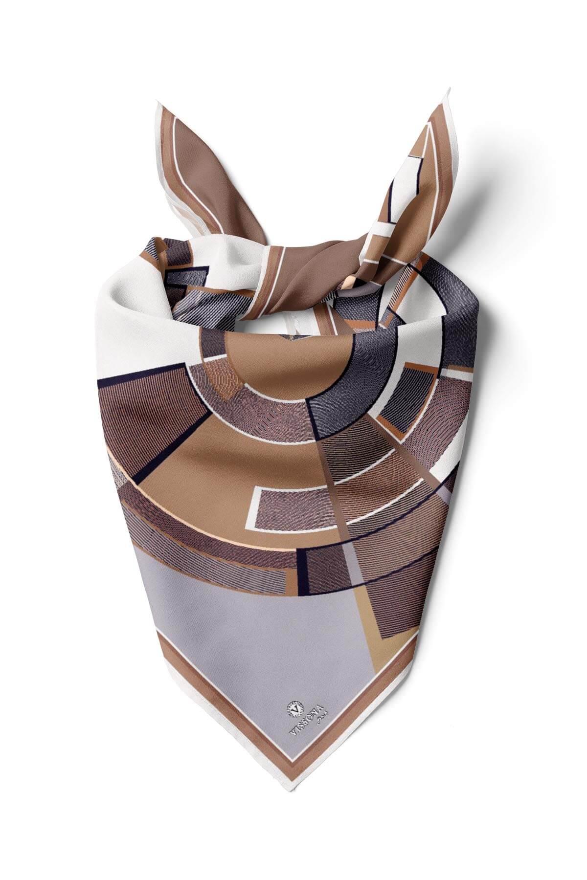 %100 İpek Kadın Desenli Bandana 80x80