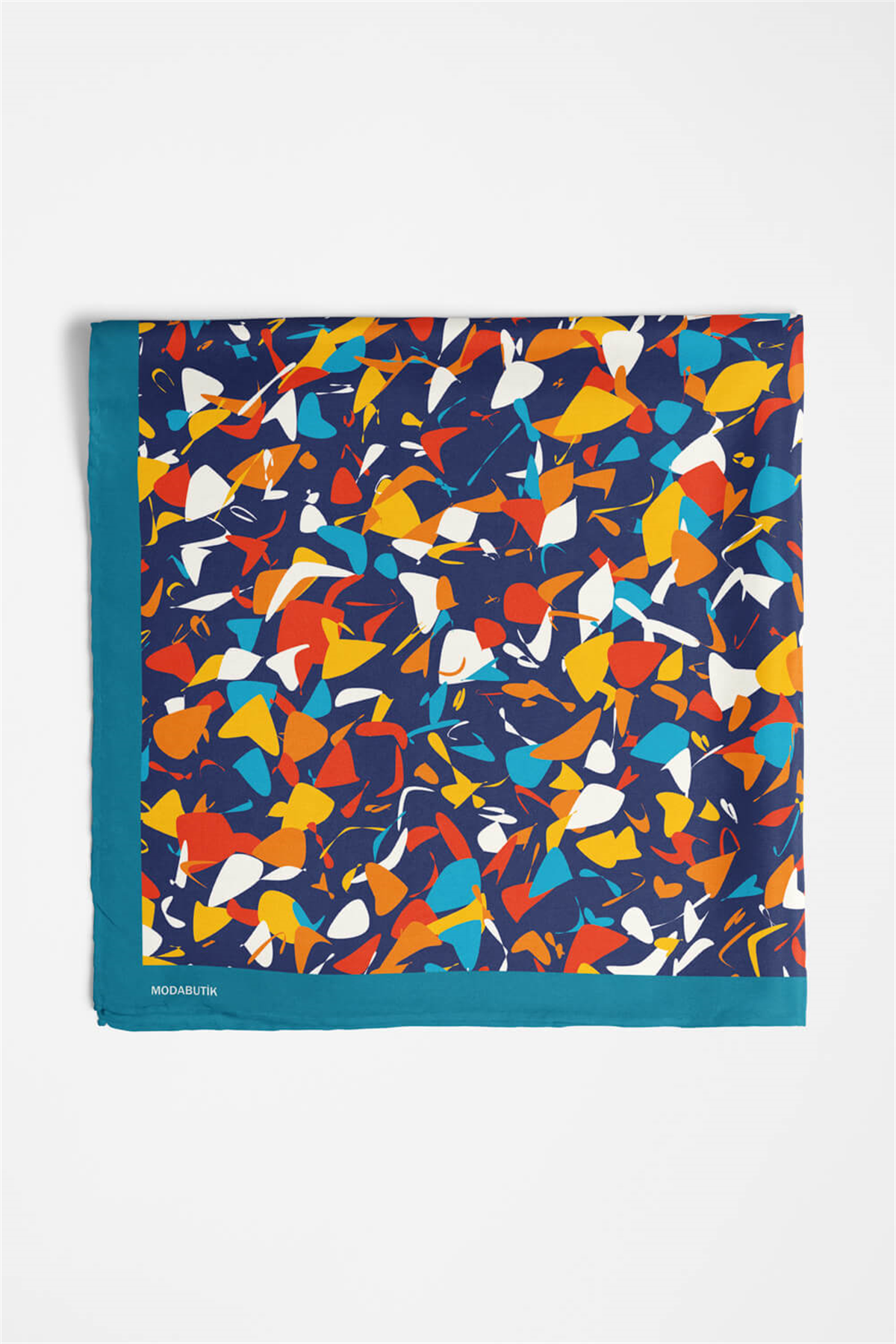 D100 Kadın Mix Desenli Bandana 50x50 Lacivert DG0179-22