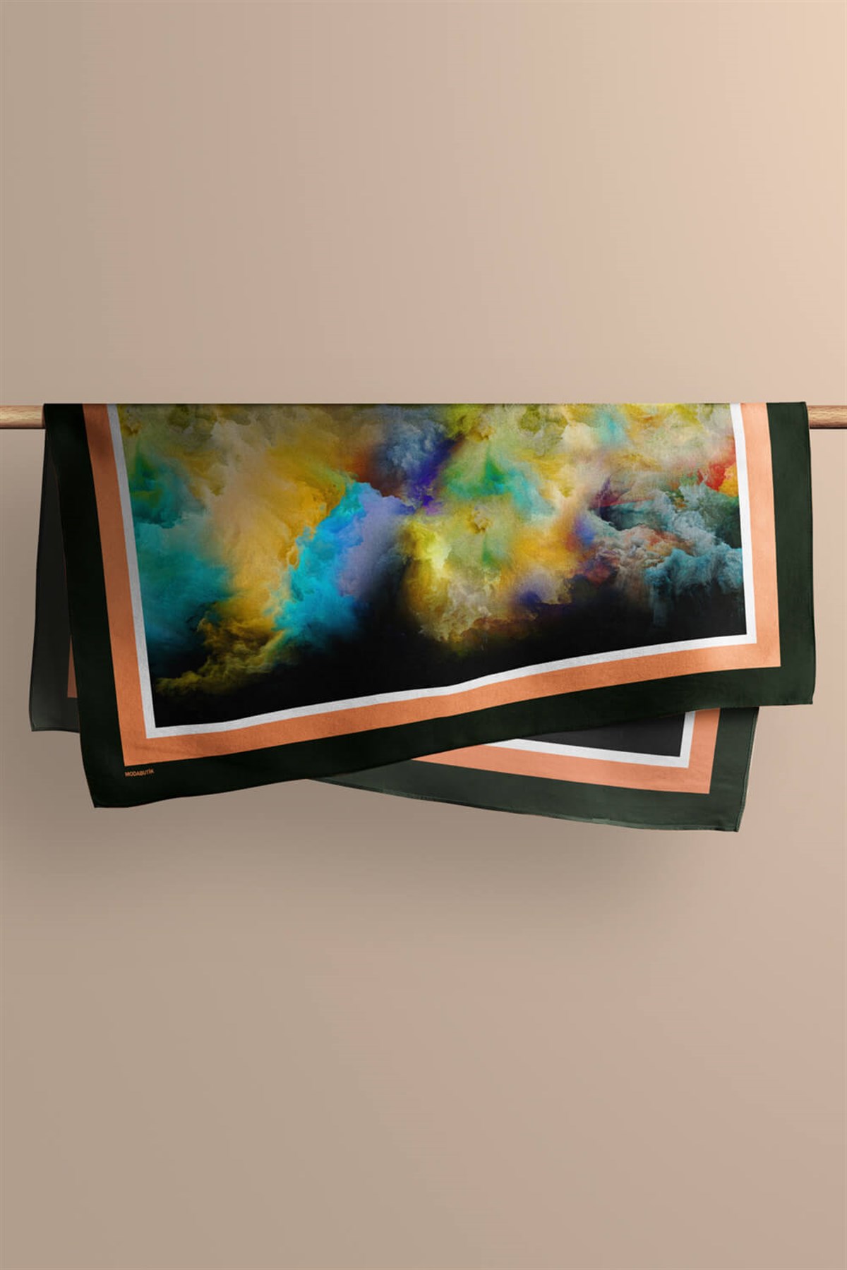 Violla Z27 Kadın Sarı Mavi Suluboya Desenli 50x50 Bandana DG01563-22