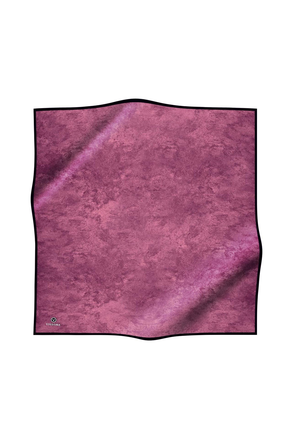 %100 Twill İpek Doku Desenli Lila Renkli 90x90 Eşarp Dikim Şekli : El Dikişi
