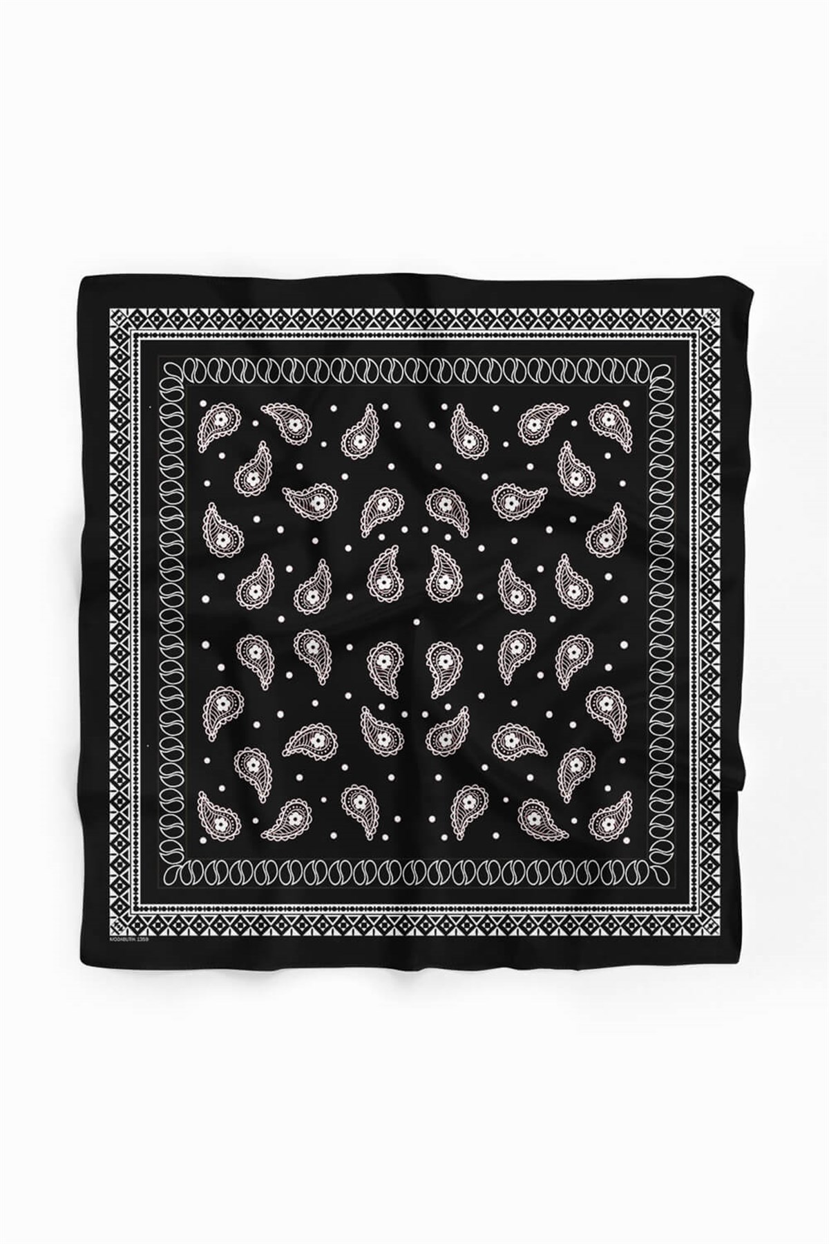Violla F46 Kadın Siyah Beyaz Şal Desenli 50x50 Bandana HYL DG01359-22
