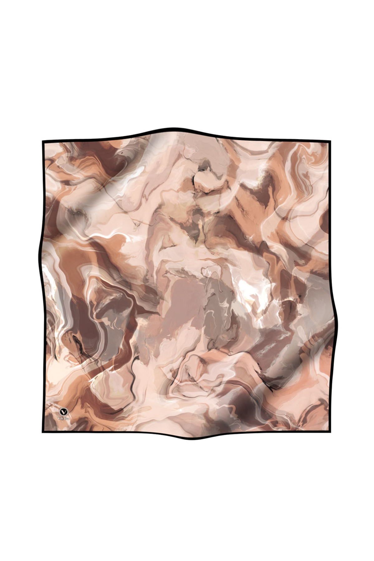 Twill Batik Desenli Bej Renkli 90x90 Eşarp (İpek İçermez) Kenar Dikiş Şekli El Dikişli