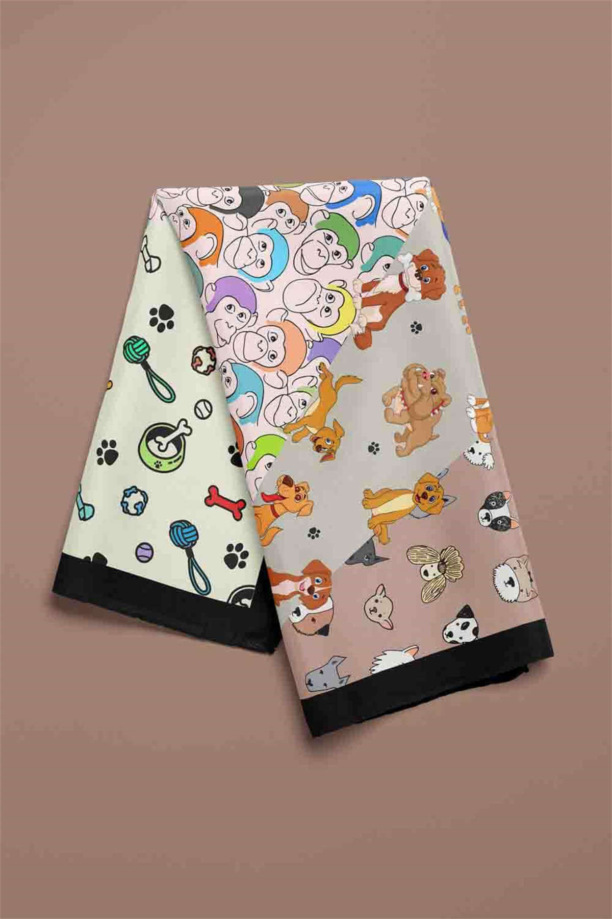 D4 Dog Monkey Desenli Krem Kırmızı Köpek Bandanası DG5575 45x45