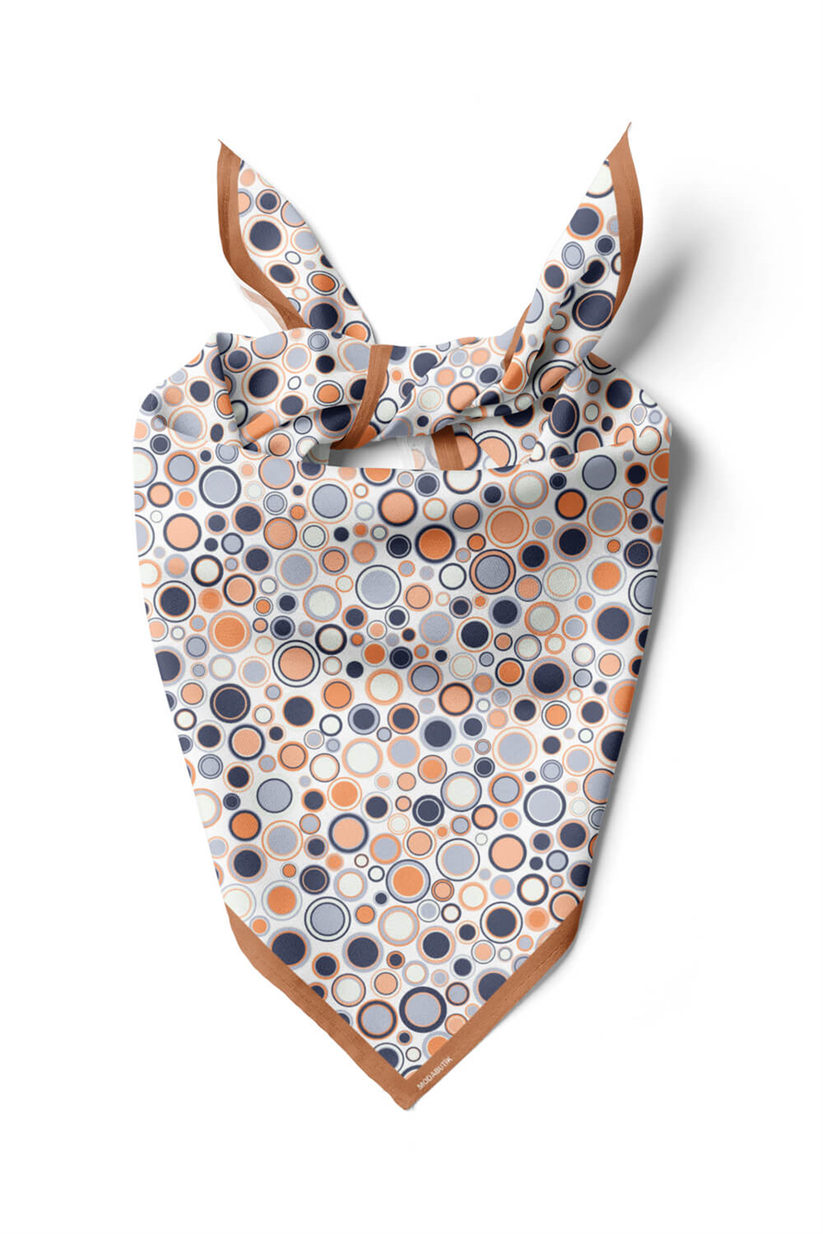 D111 Kadın Halka Desenli Bandana 50x50 Mavi Turuncu Gri DG0486-22