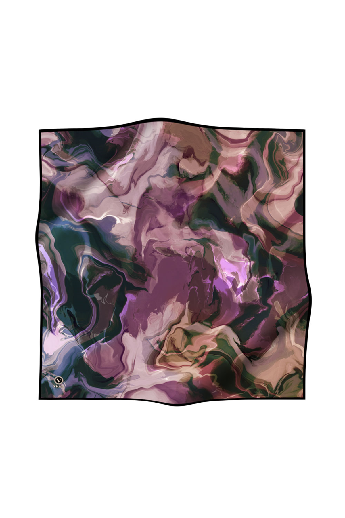 Twill Batik Desenli Petrol Yeşili Renkli 90x90 Eşarp (İpek İçermez) Kenar Dikiş Şekli El Dikişli