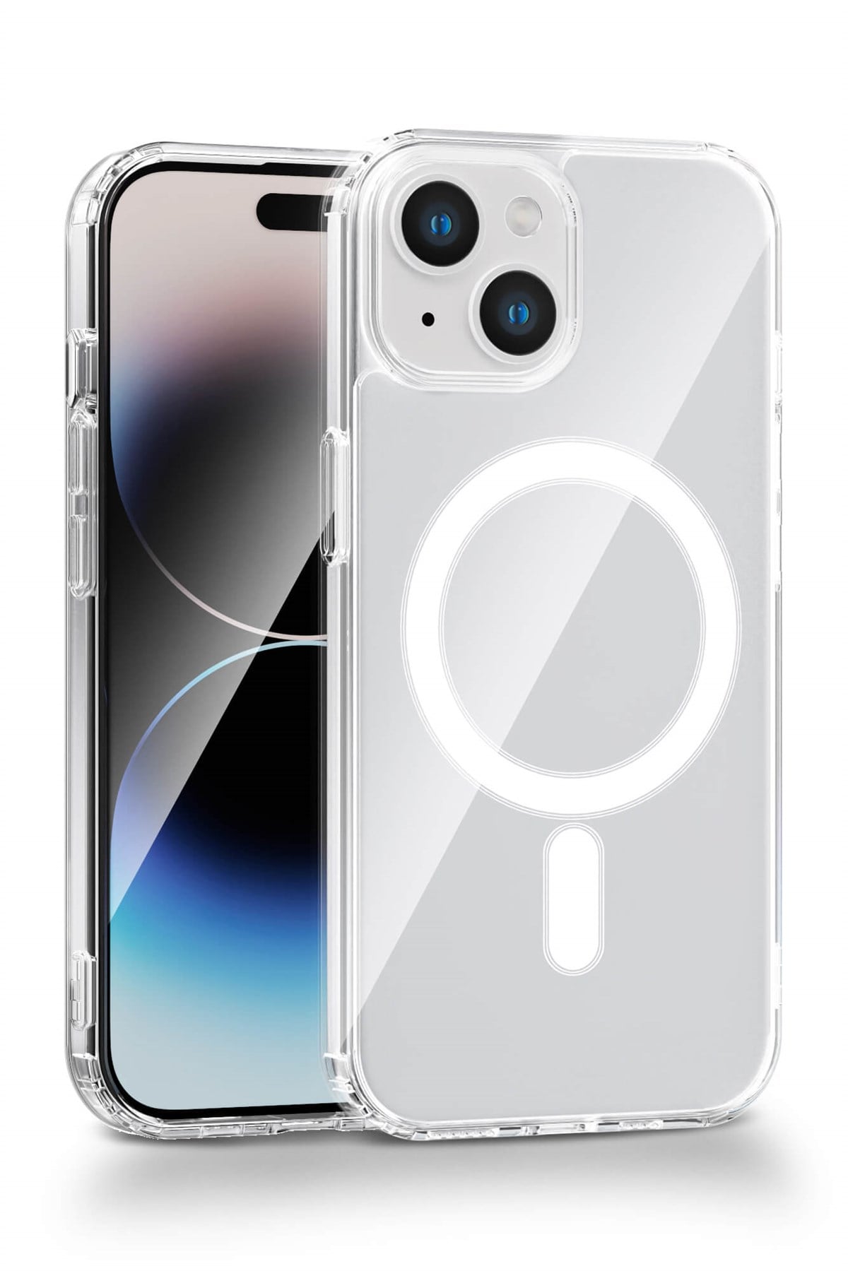 iPhone 15 Uyumlu Kamera Korumalı Magsafe Wireless Şarj Özellikli Lüks Şeffaf Silikon Telefon Kılıfı