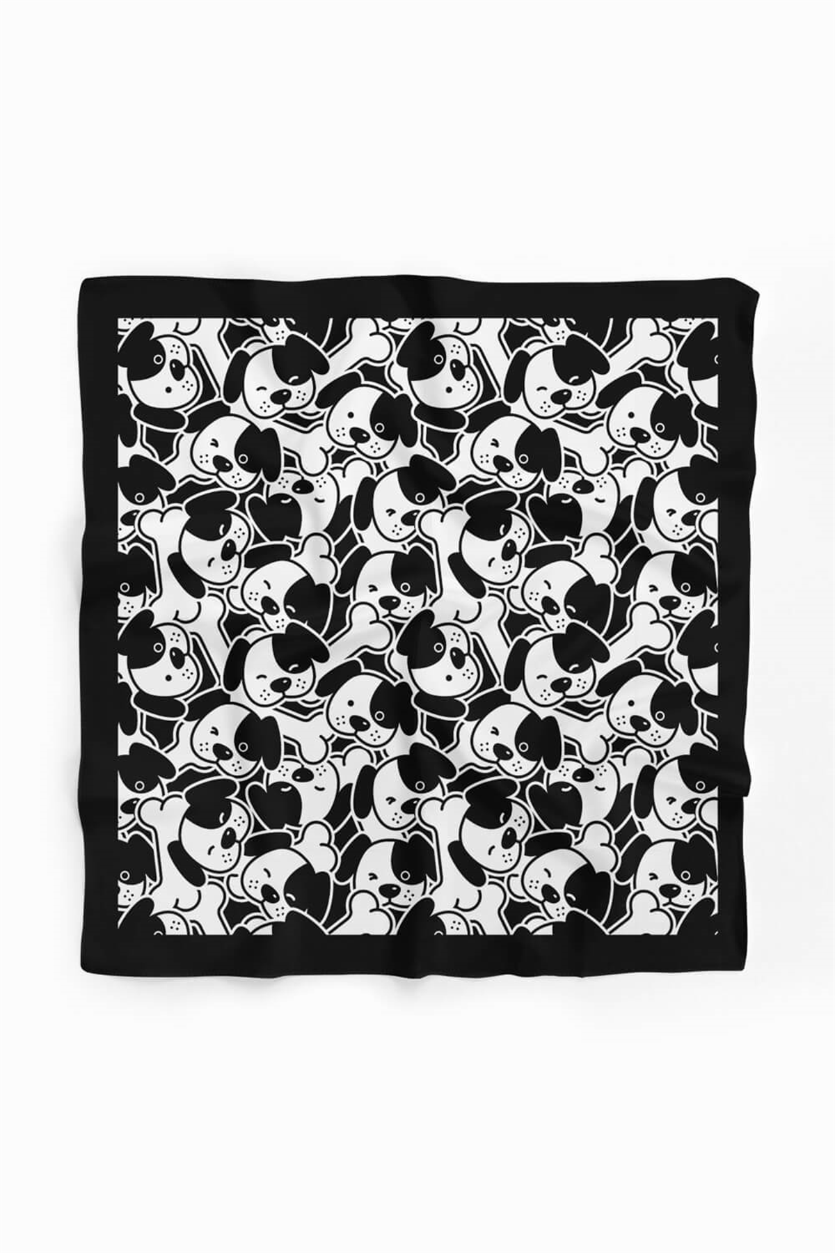A14 Siyah Beyaz Köpek Bandanası Premium Özel Üretim 55X55 DG2063