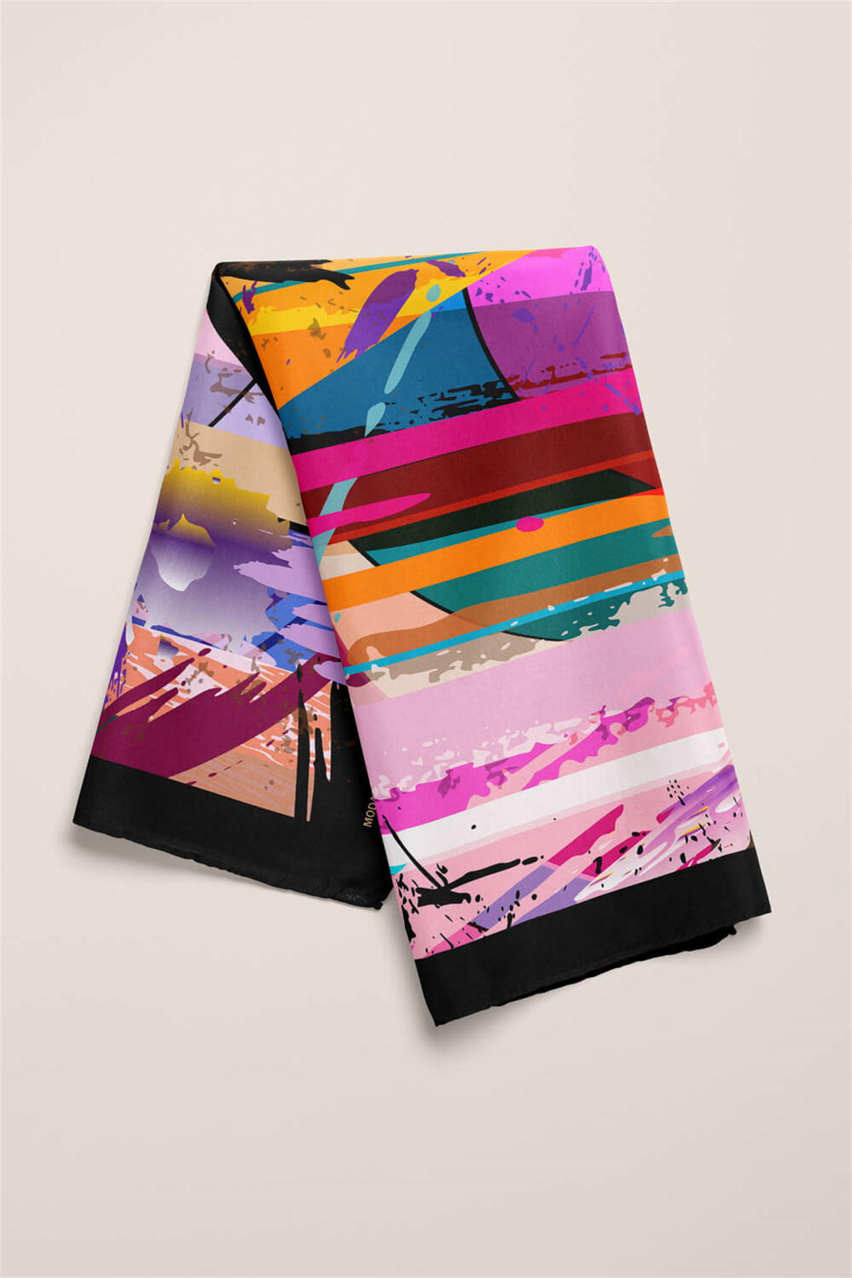 Z18 Kadın Yağlı Boya Desenli Bandana 50x50 Mavi DG0269-22 Snz