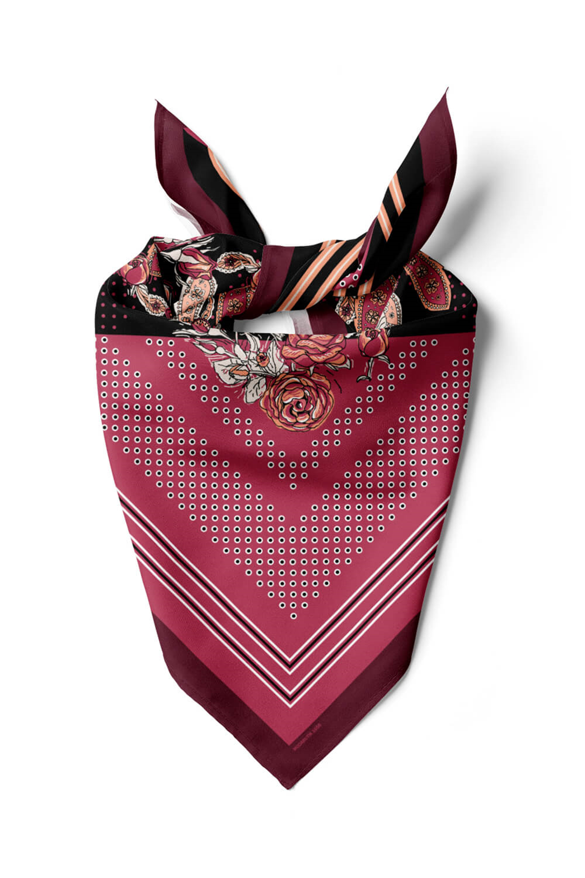 Kadın Gül Kurusu Şal Desenli 50x50 Bandana HYL DG01656-22