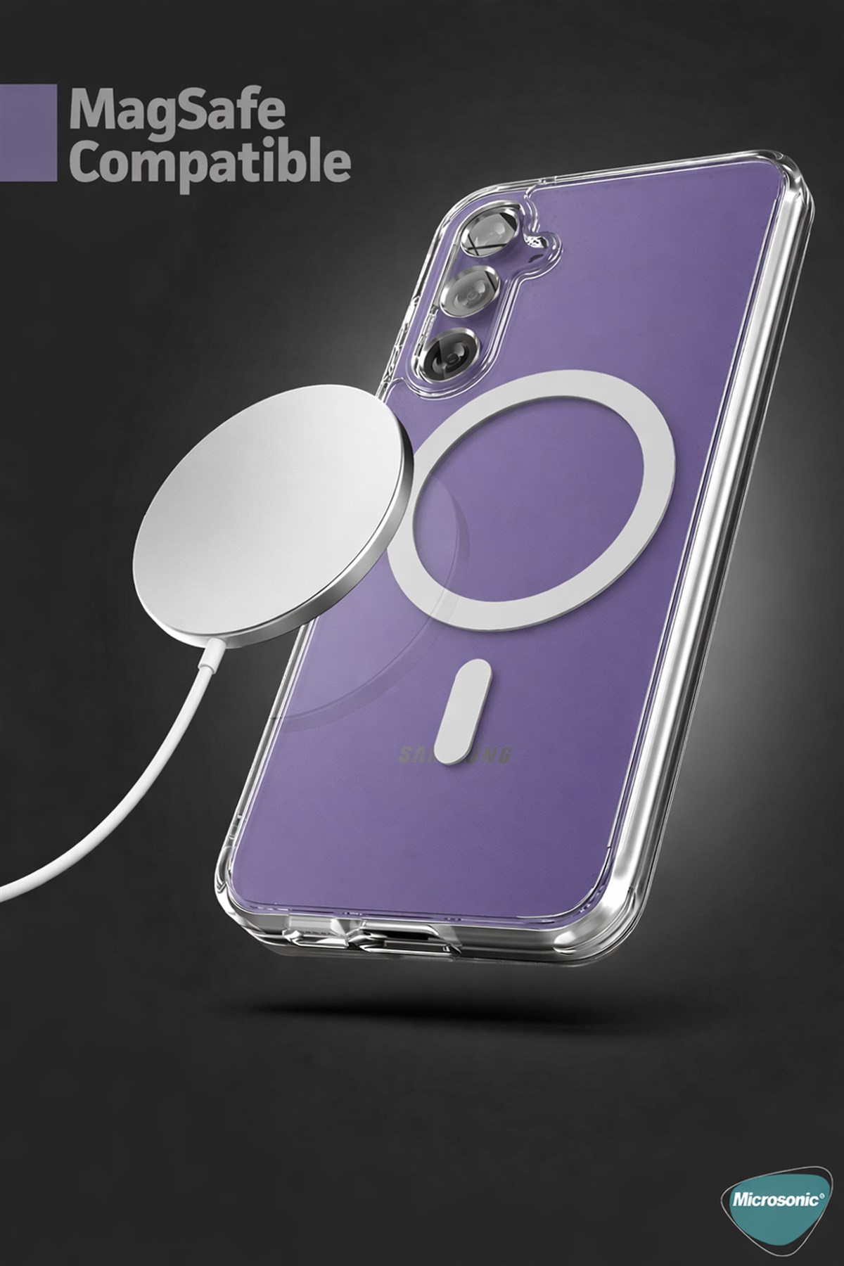 Samsung Galaxy S25 Uyumlu Kamera Korumalı Magsafe Wireless Şarj Özellikli Lüks Şeffaf Silikon Telefon Kılıfı