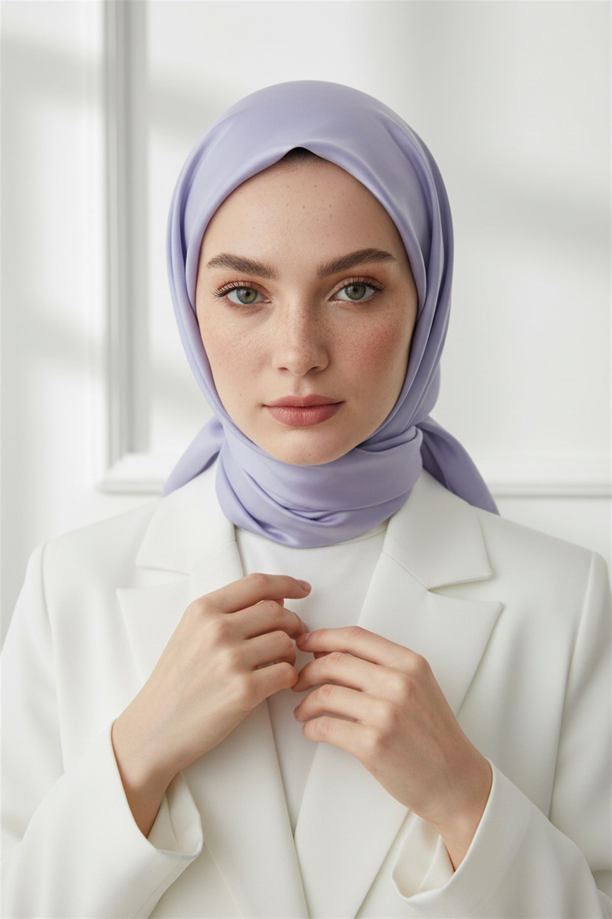 Viskon Twill İpek Az Hatalı Lila Renkli 90x90 Düz Eşarp Dikim Şekli : El Dikişi