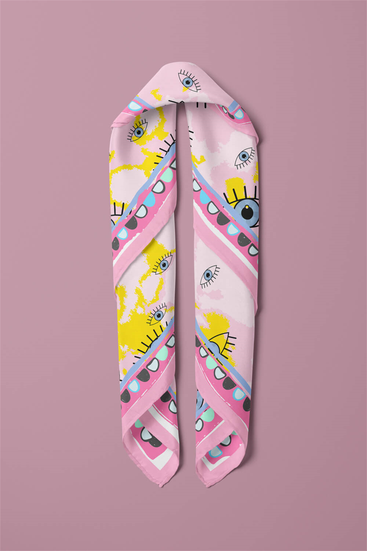 V59 EYES PİNK BATİK TASARIM BANDANA