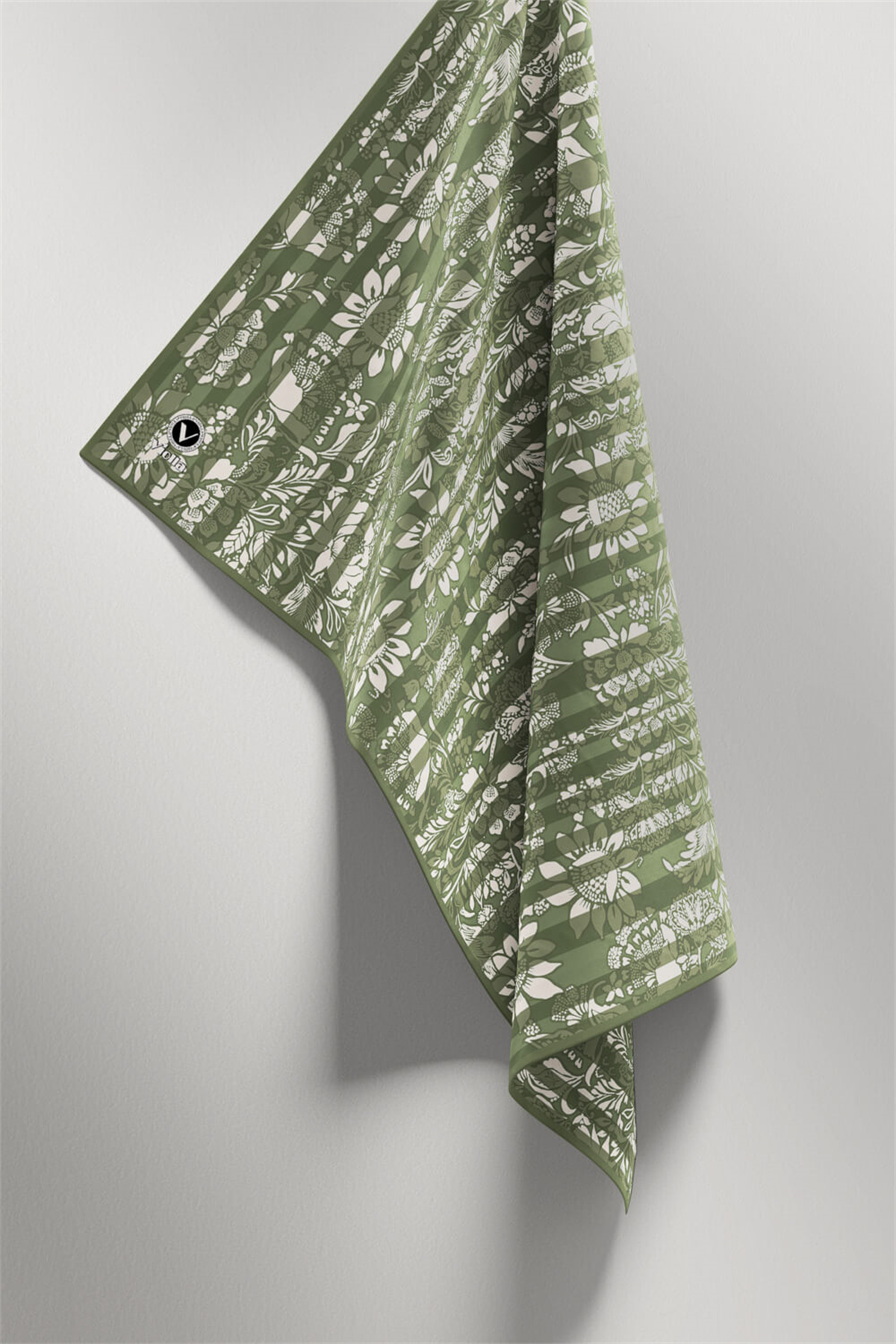 Twill Batik Şal Desenli Haki Renkli 90x90 Eşarp (İpek İçermez) Kenar Dikiş Şekli El Dikişli