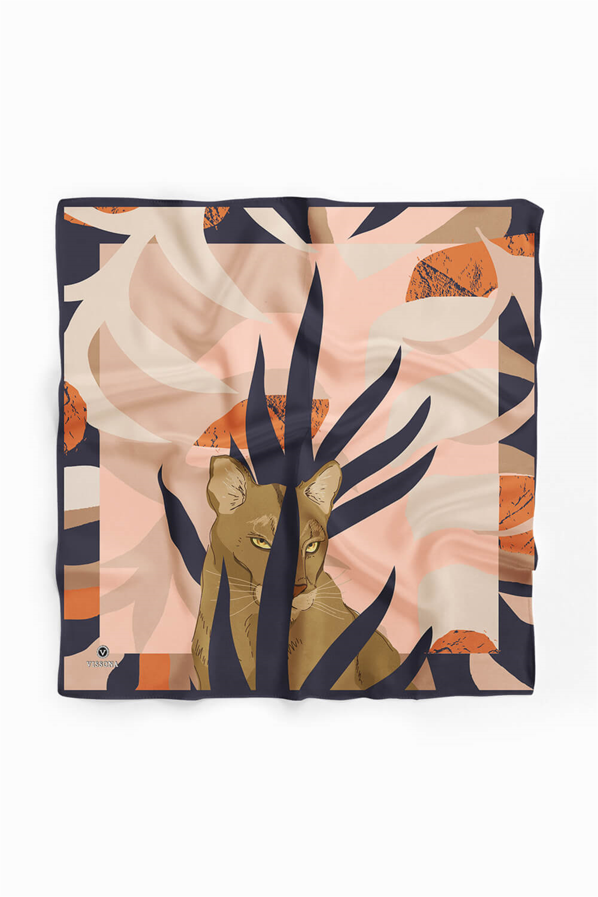 Saten İpek Kaplan Desenli Kadın Bandana