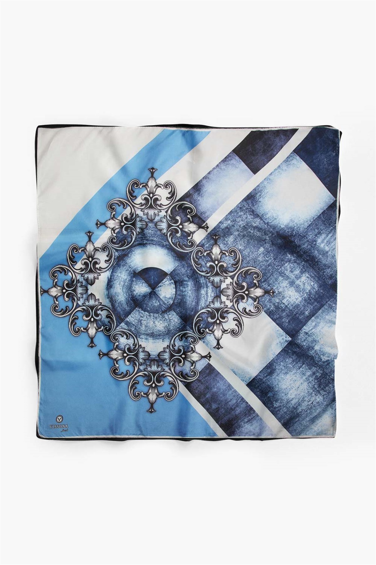 %100 İpek Kadın Desenli Bandana 80x80
