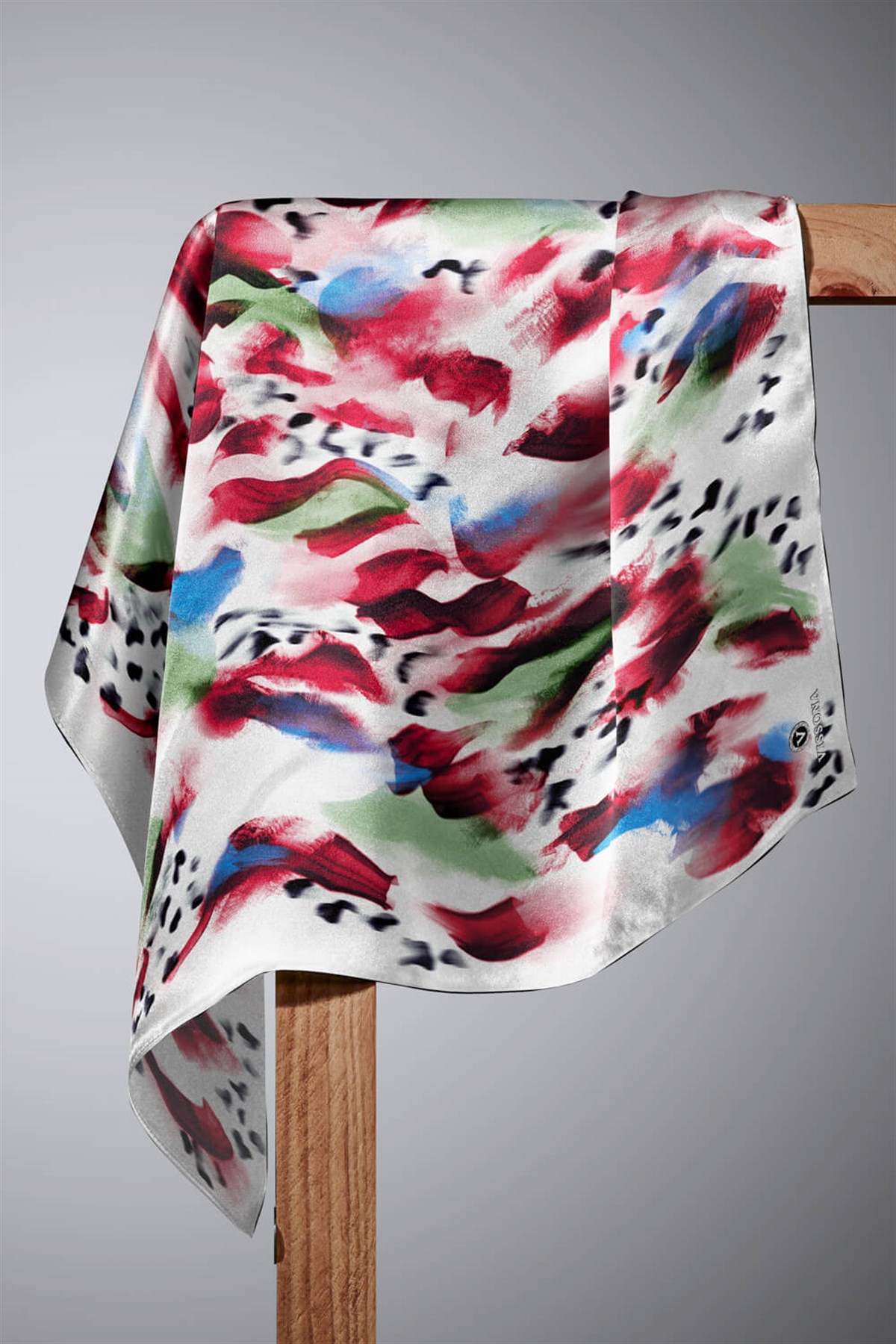 %100 Twill İpek Batik Desenli Bordo - Saks Renkli 90x90 Eşarp Dikim Şekli : El Dikişi