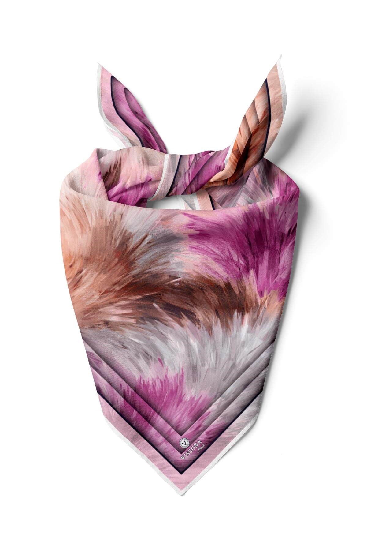 %100 İpek Kadın Desenli Bandana 80x80