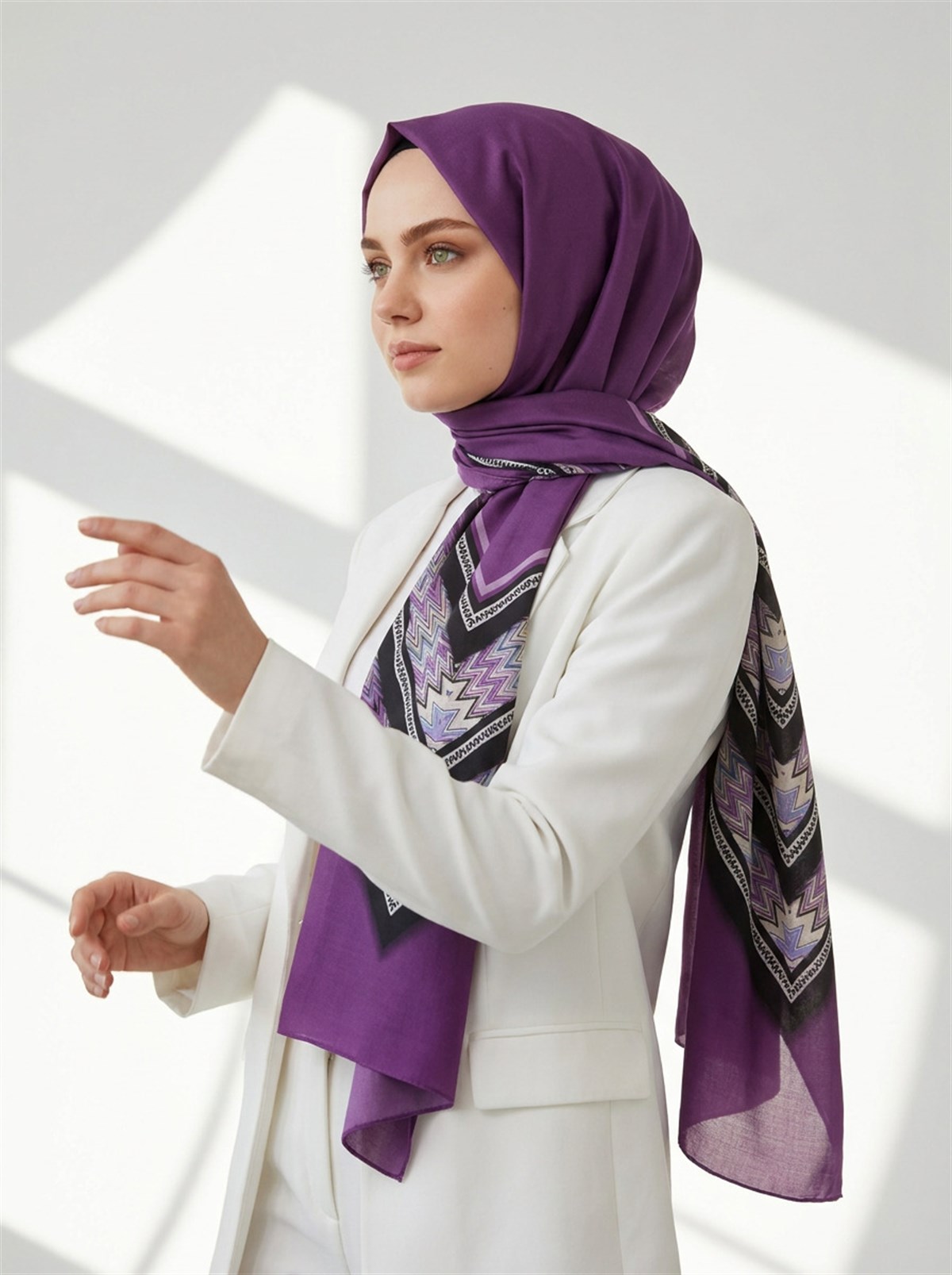 %100 Saf İpek Şal İnce Saten Vual Dokuma 90x210 Şal