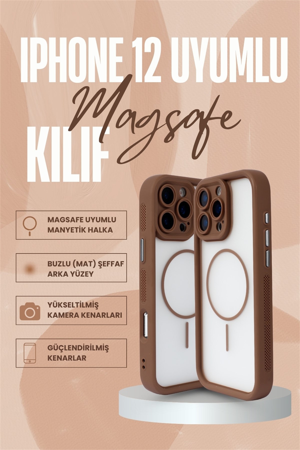 iPhone 16 Pro Max Kılıf – Kamera Korumalı – MagSafe Uyumlu – Haki Renk – Mat Silikon Telefon Kılıfı