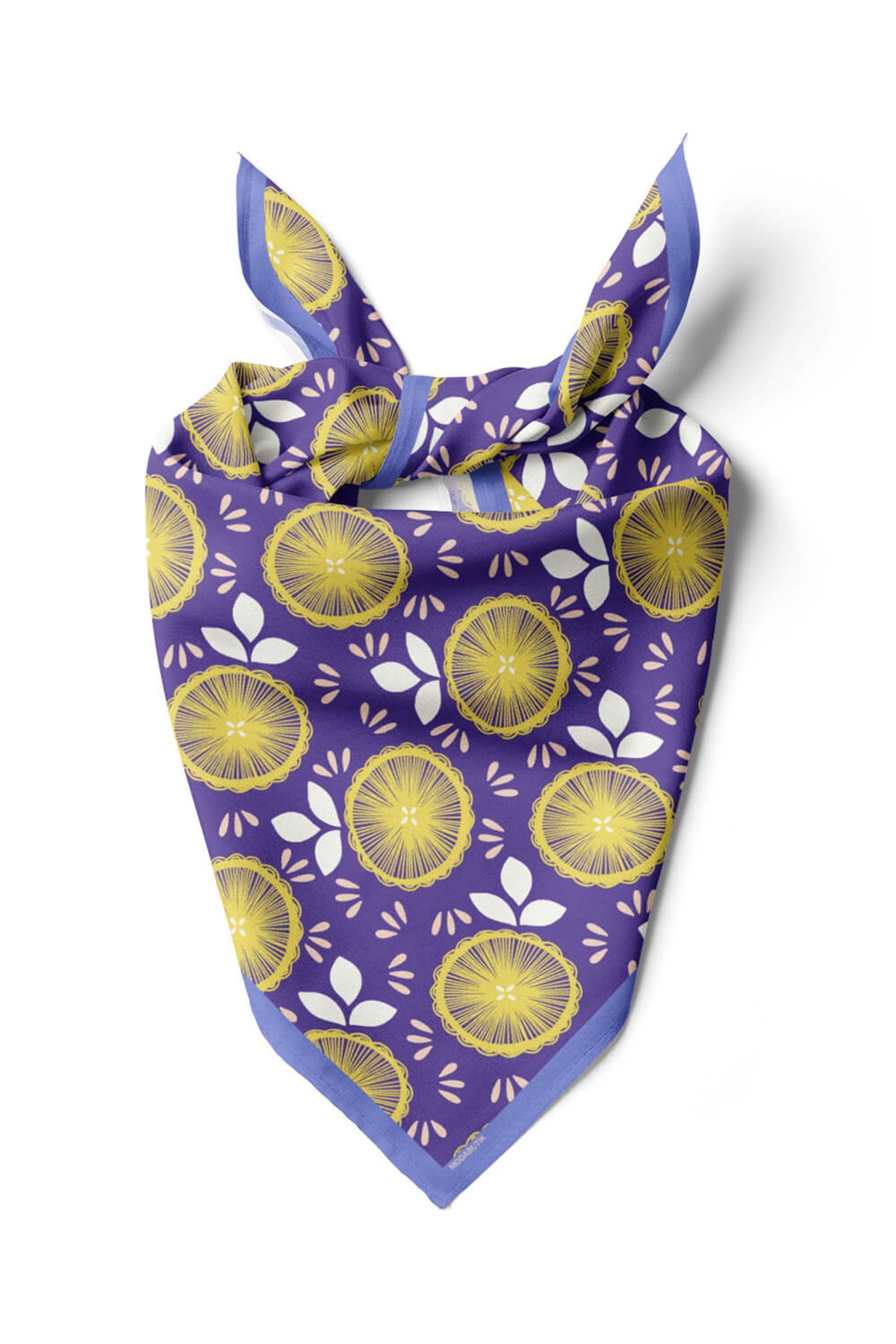 Violla C58 Kadın Lime Desenli Bandana 50x50 Sarı DG0178-22 Snz