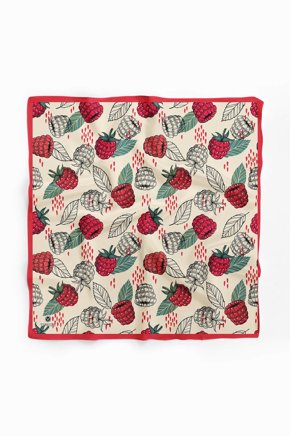 %100 İpek Frambuaz Desenli Kadın Bandana