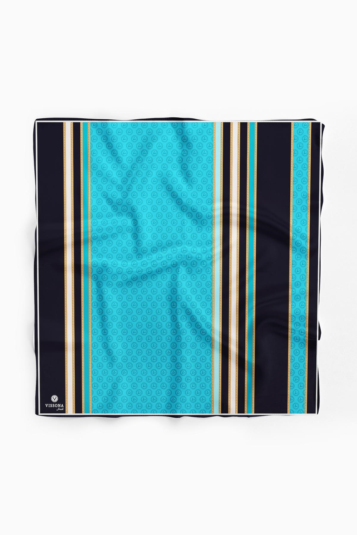 %100 İpek Kadın Desenli Bandana 80x80