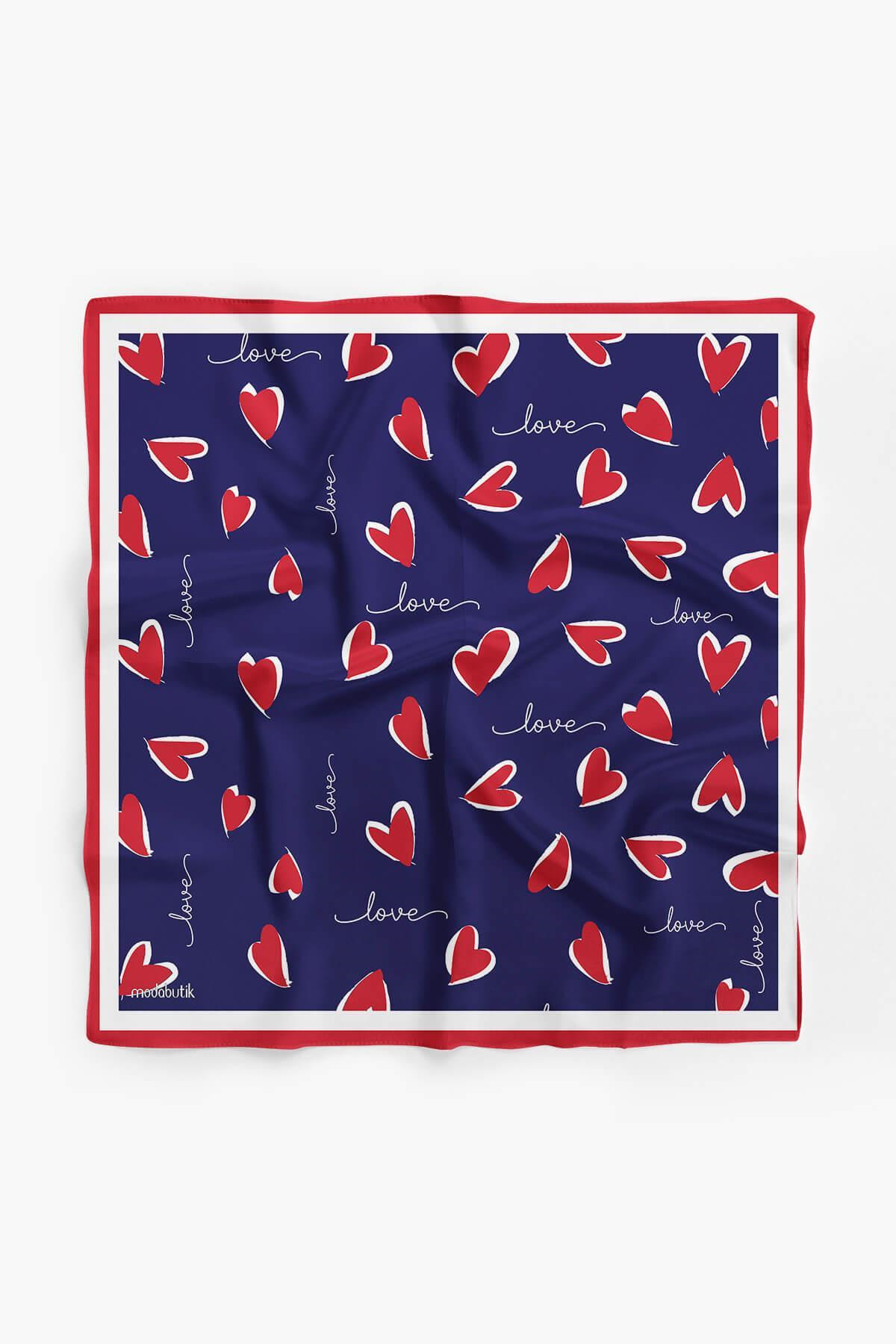 Y32 Modabutik Kalp Desenli Bandana