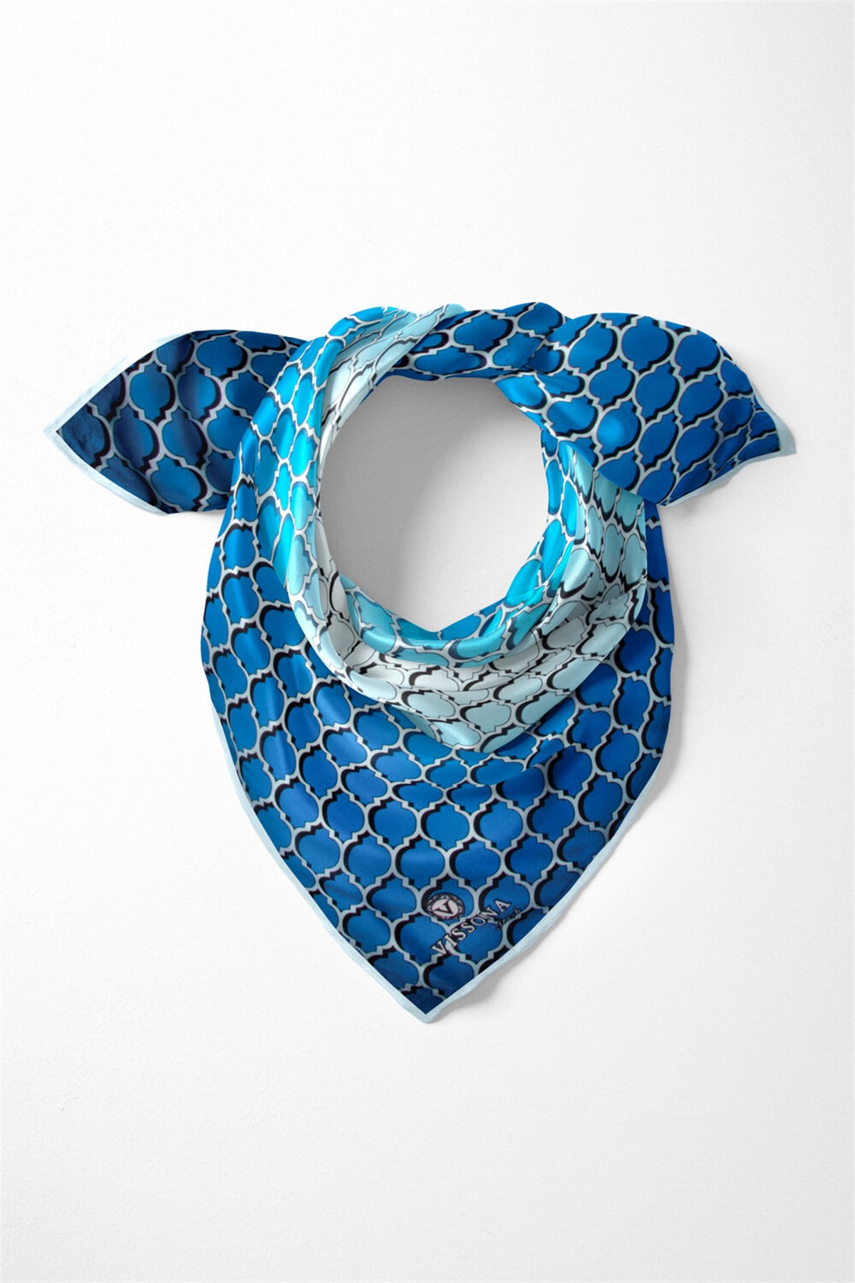 %100 İpek Kadın Desenli Bandana 80x80