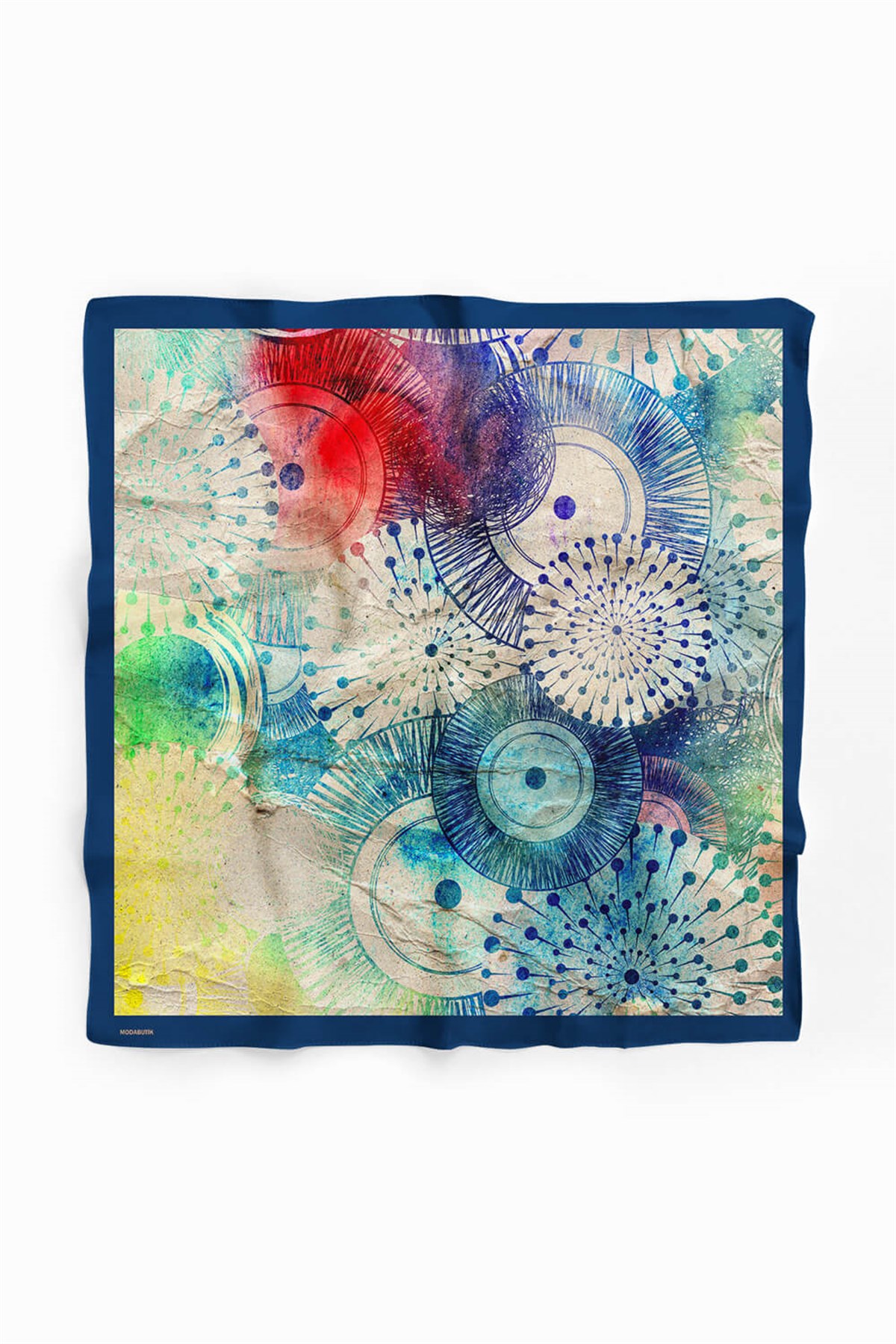 Violla Y41 Kadın Egzotik Desenli Bandana 50x50 Mavi DG0272-22