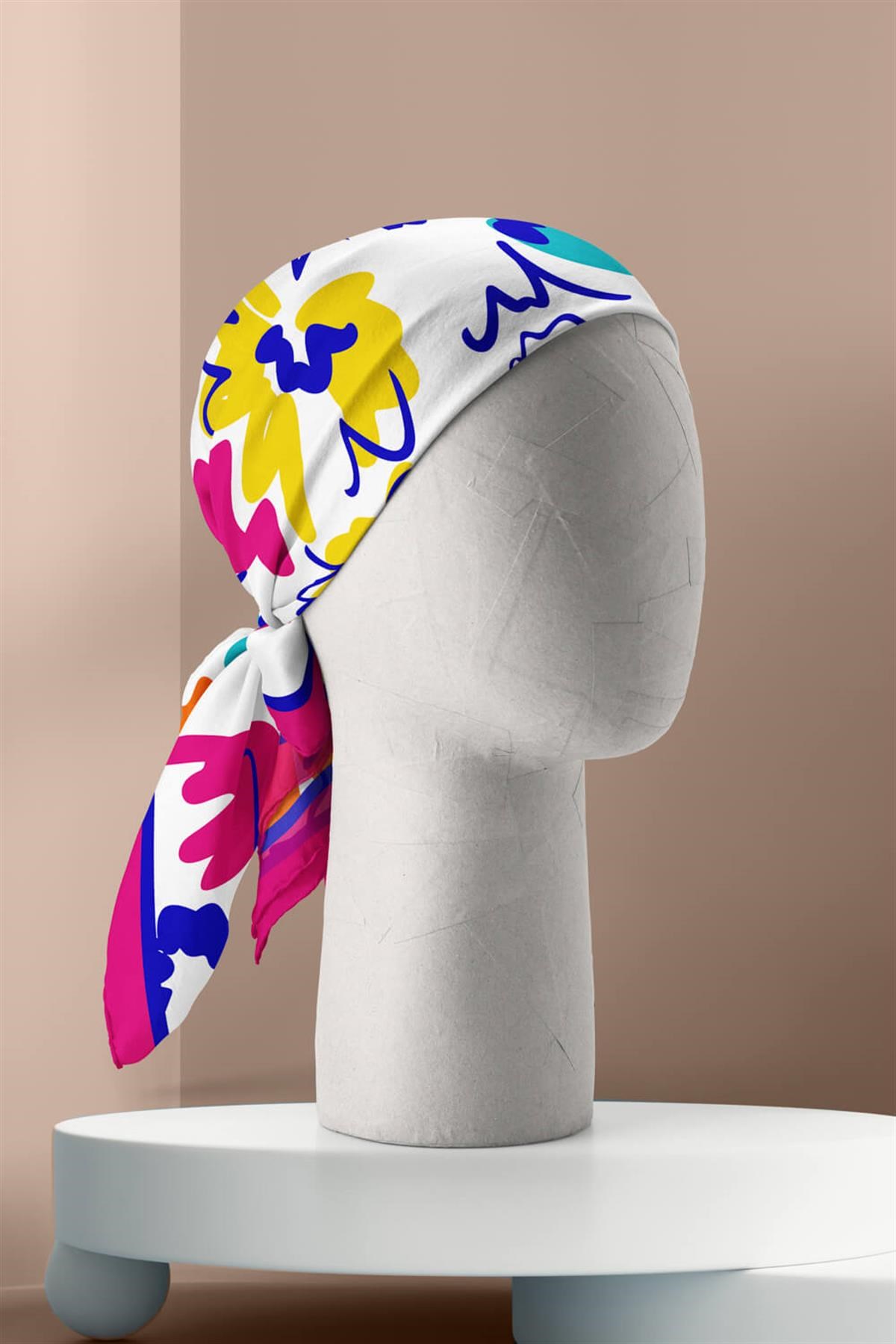 C5  Violla Renki Çiçek Desenli Bandana
