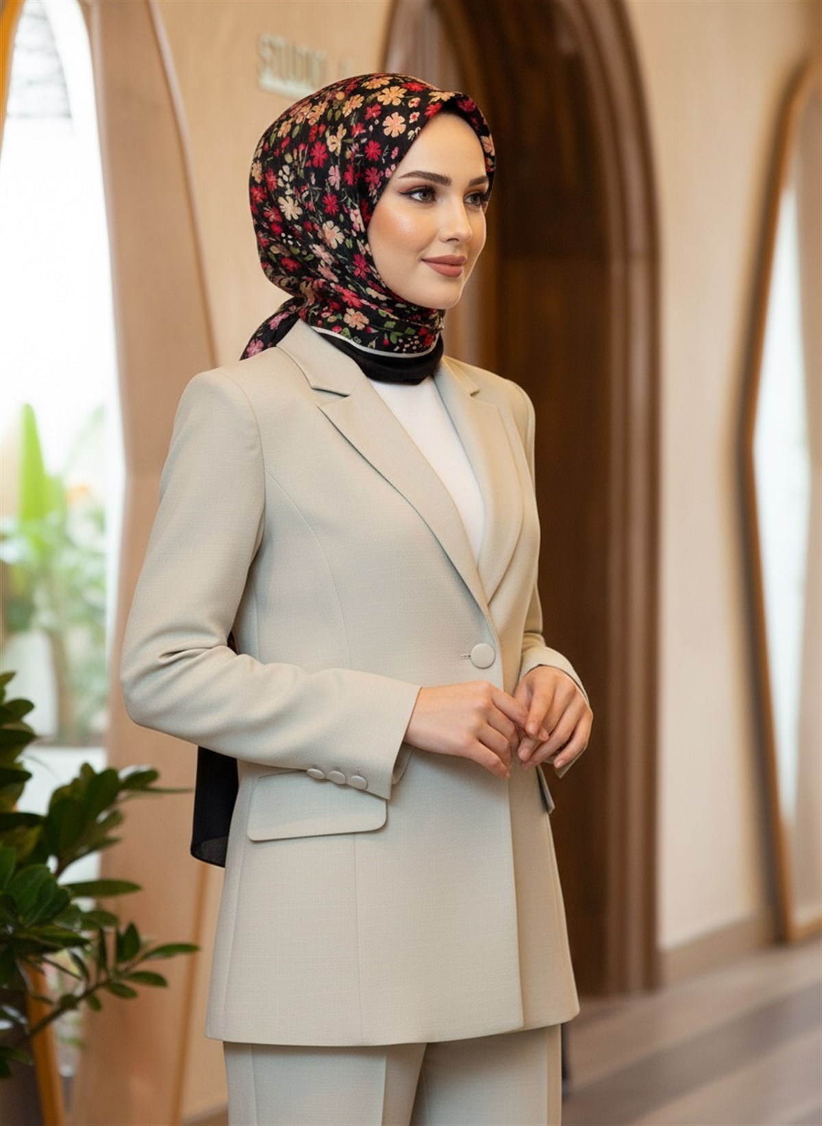 %100 İpek Çıtır Çiçek Desenli Siyah - Bordo Renkli 92x210 Şal