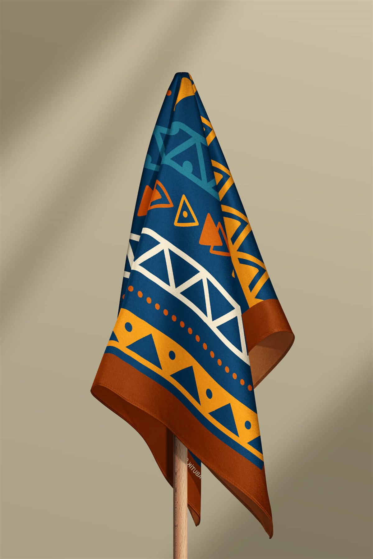 Violla A10 Kadın Egzotik Desenli Bandana 50x50 Sarı Turuncu Mavi DG0311-22