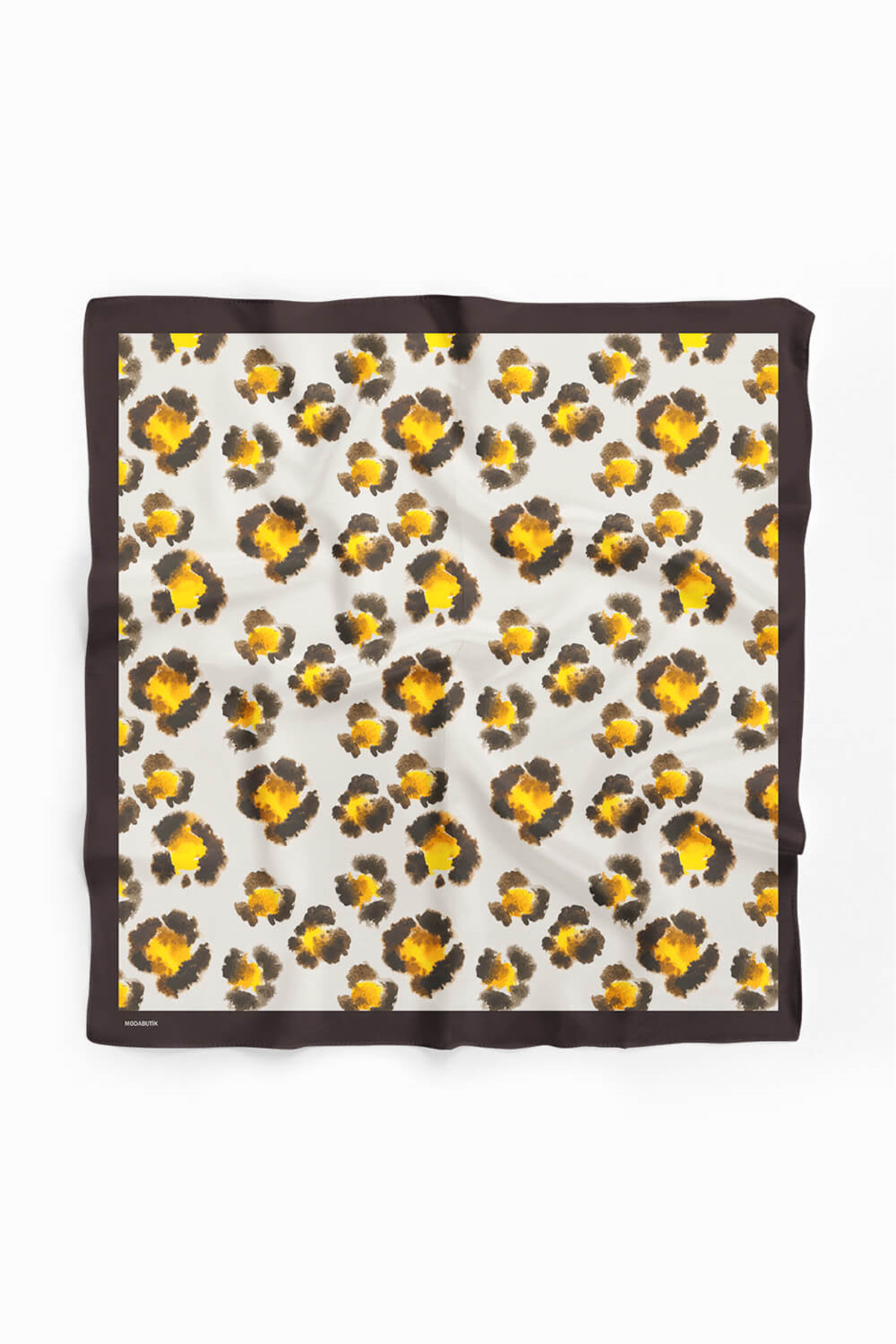 D49 Kadın Egzotik Desenli Bandana 50x50 Sarı DG0287-22