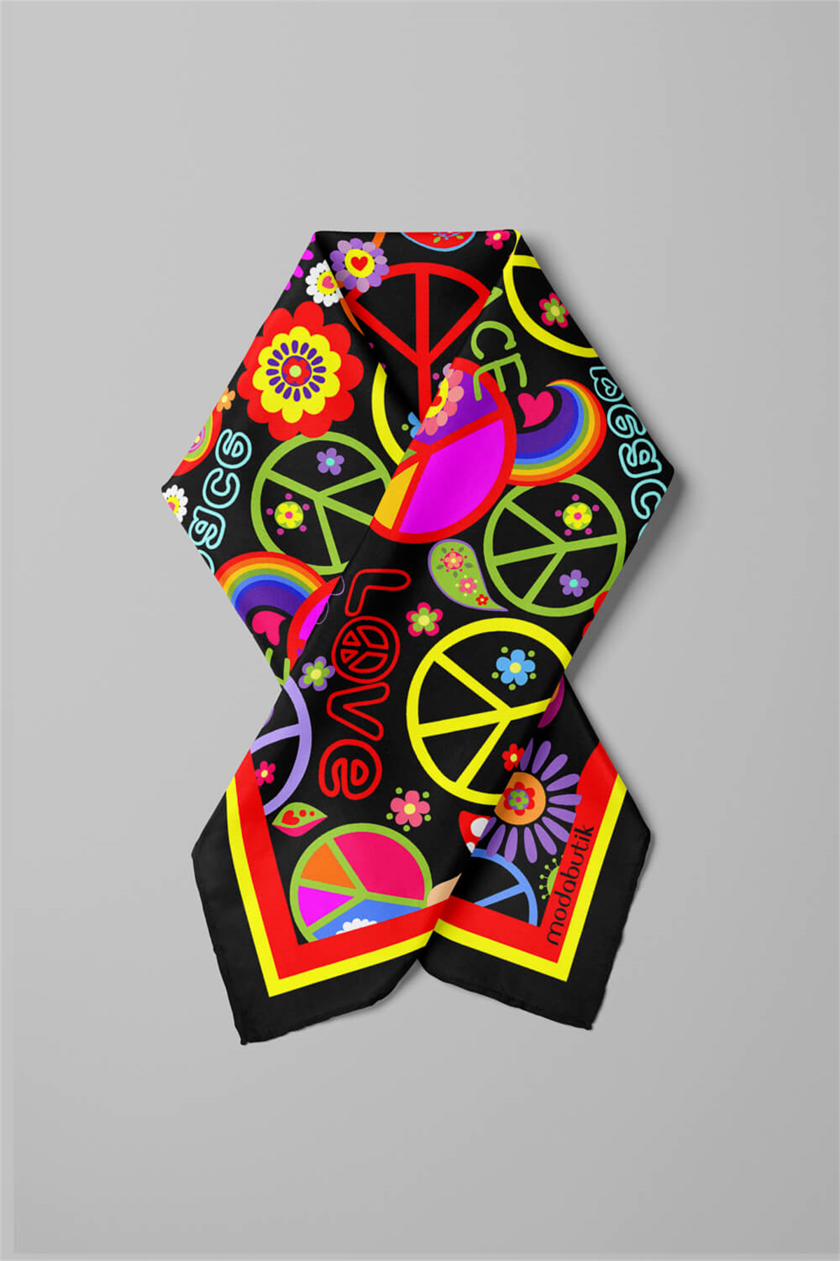 A90 Modabutik Peace Love Desenli Bandana
