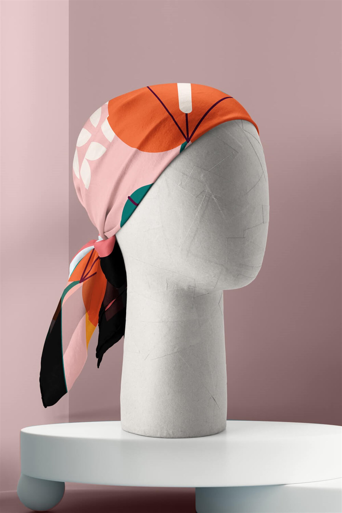 Kadın Turuncu Fruits Desenli 50x50 Bandana HYL DG01539-22