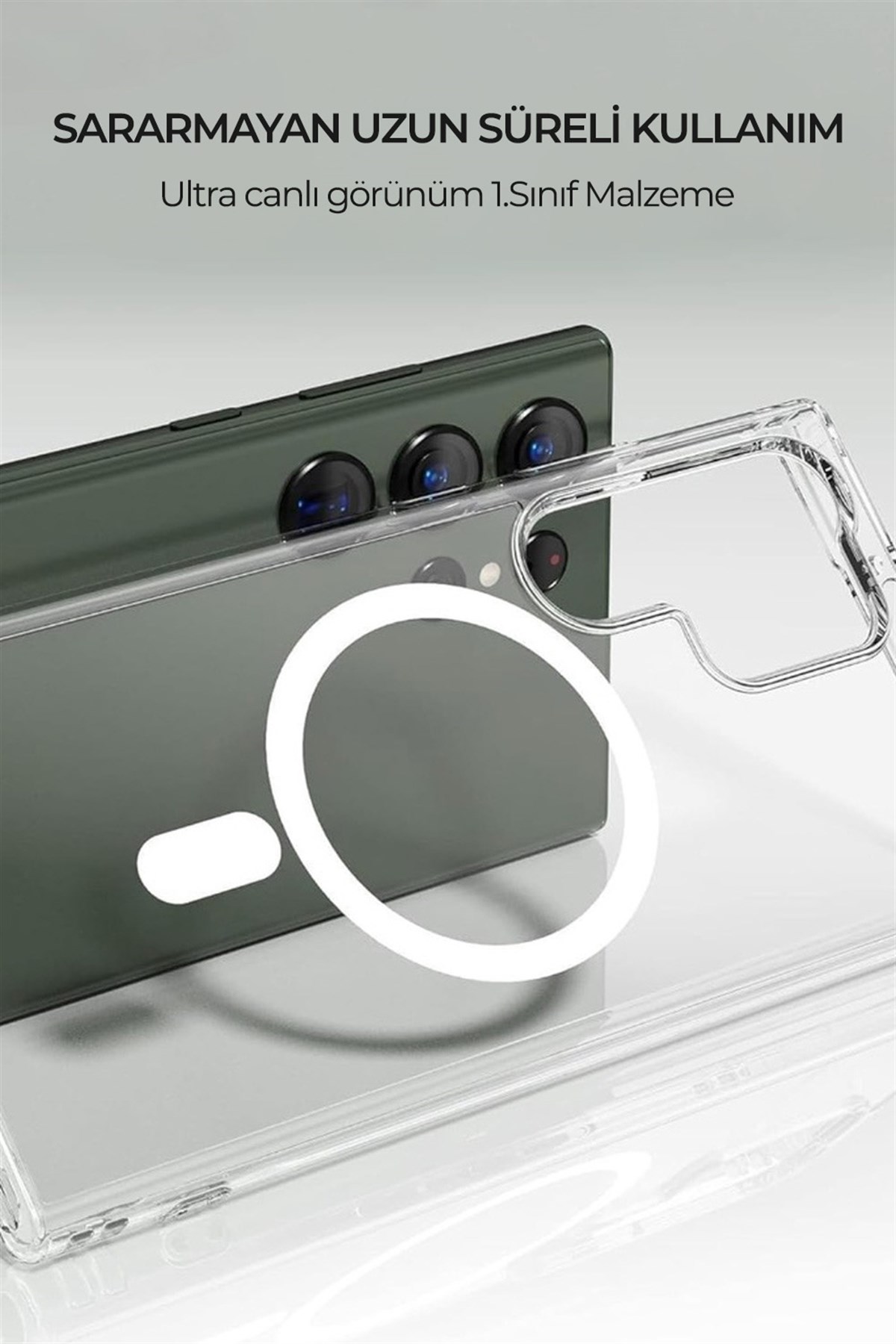 Samsung Galaxy S22 Ultra Uyumlu Kamera Korumalı Magsafe Wireless Şarj Özellikli Lüks Şeffaf Silikon Telefon Kılıfı