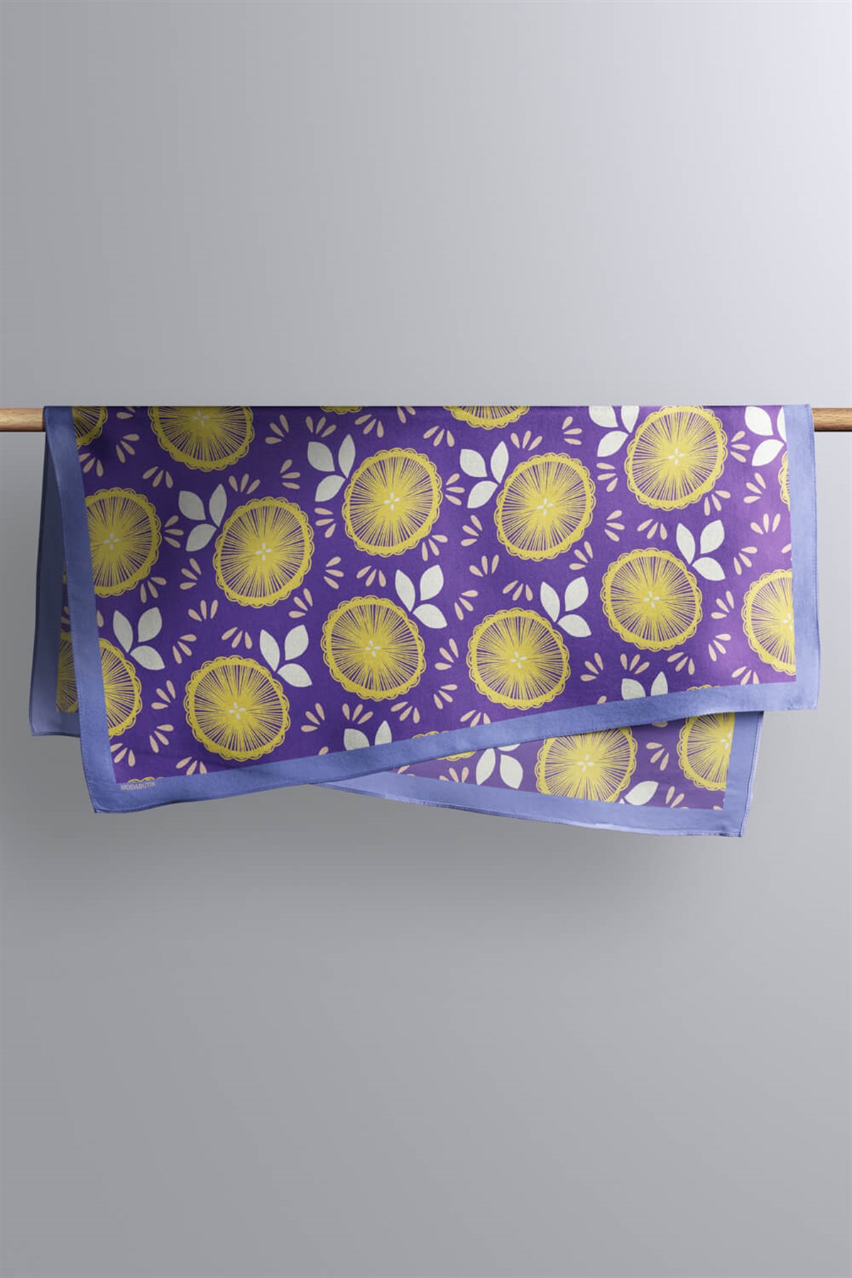 Violla C58 Kadın Lime Desenli Bandana 50x50 Sarı DG0178-22 Snz
