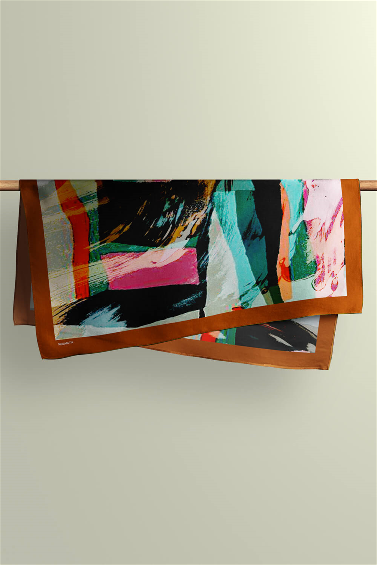 Y8 Kadın Sulu Boya Desenli Bandana 50x50 Gri DG0479-22