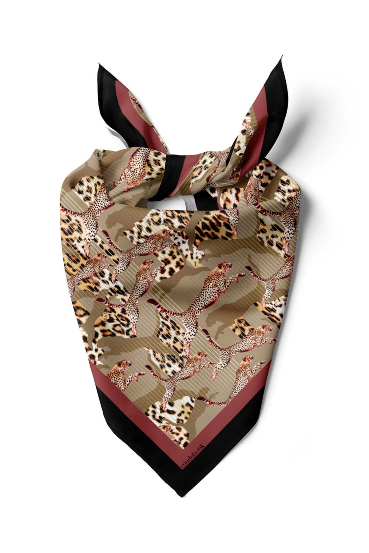 Violla E53 Kadın Kahve Vizon Animal Desenli 50x50 Bandana
