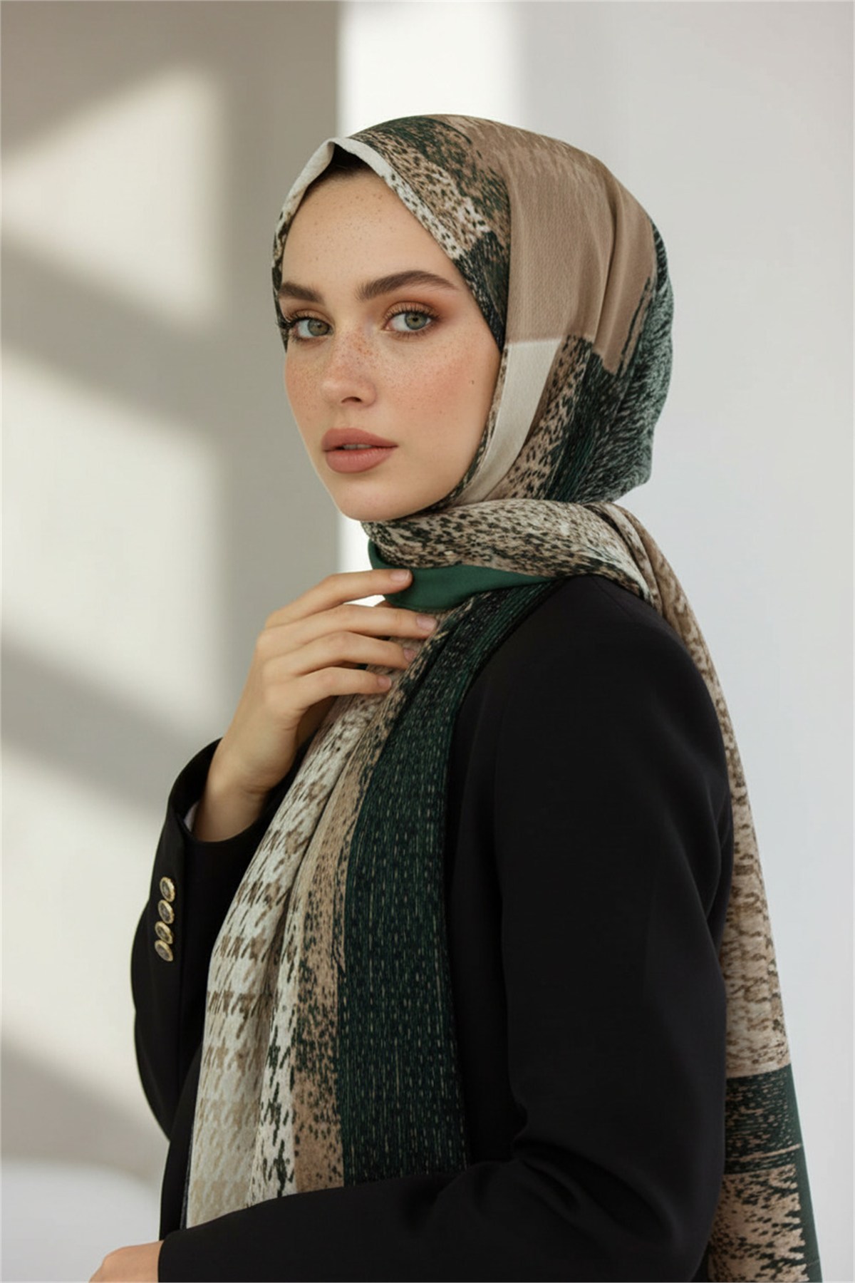 KREP KAZAYAĞI DESENLİ MİNT YEŞİLİ RENKLİ 75X195 KIRIŞMAZ ŞAL