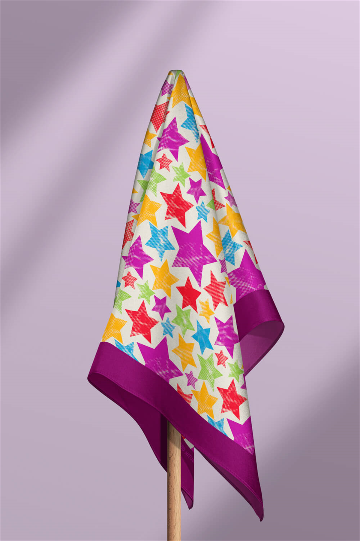 F35 Kadın Mor  Stars Desenli 50x50 Bandana HYL DG0521-22