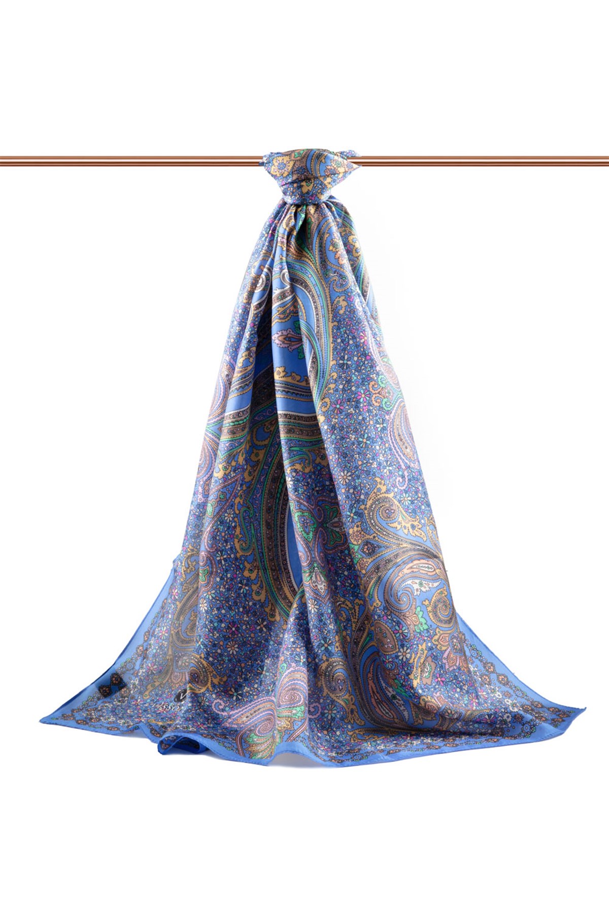 100% İpek Etro Desenli Saks - Fuşya Renkli 92x210 Şal