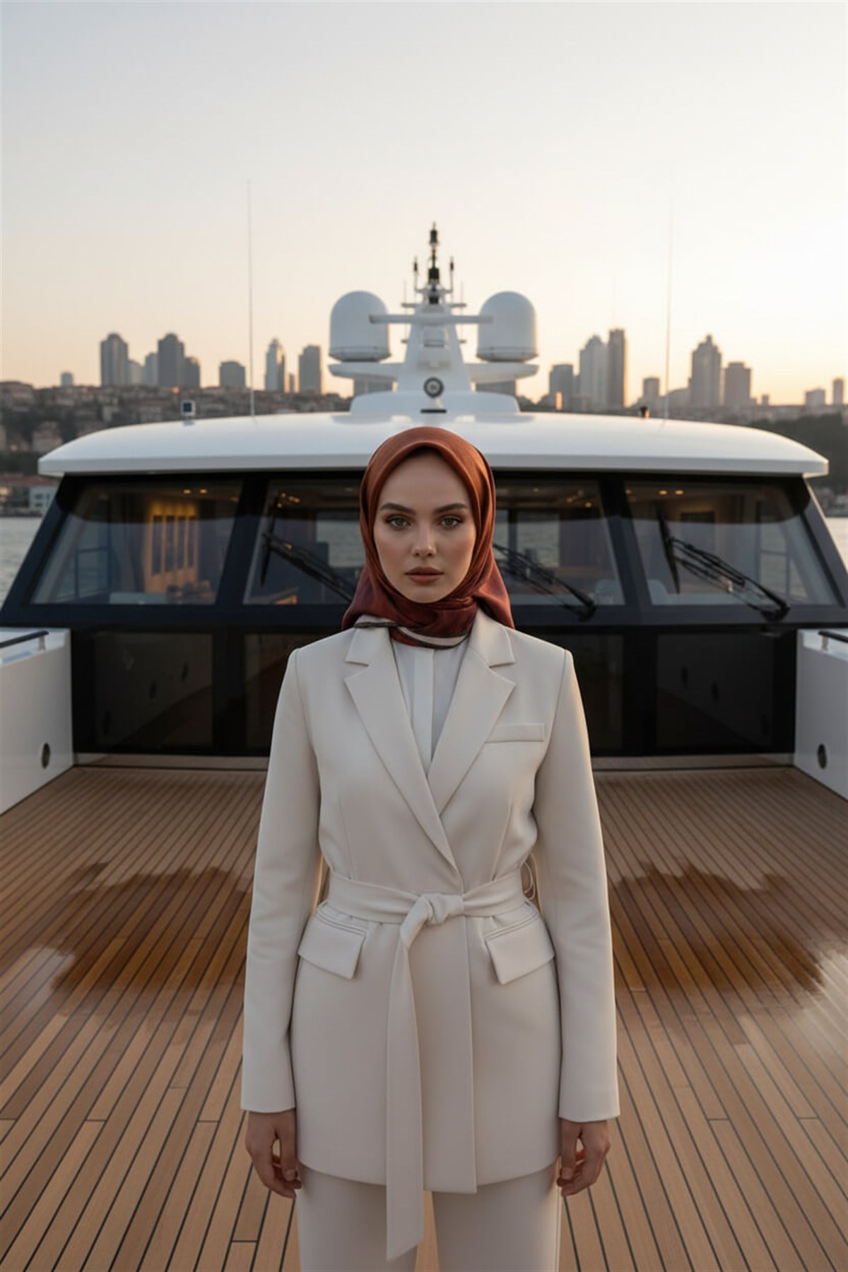 100% Twill İpek Monogram Desenli Taba Renkli 90x90 Dikim Şekli : El Dikişi Eşarp