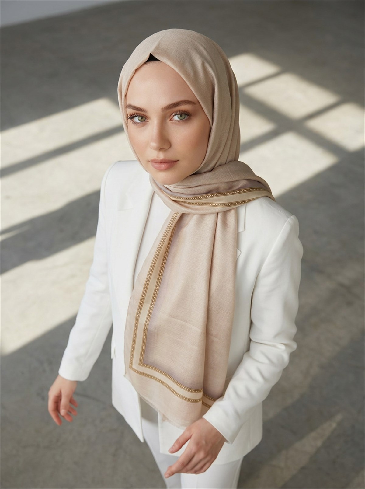 %100 Saf İpek Şal İnce Saten Vual Dokuma Dokulu Desenli 90x210 Şal