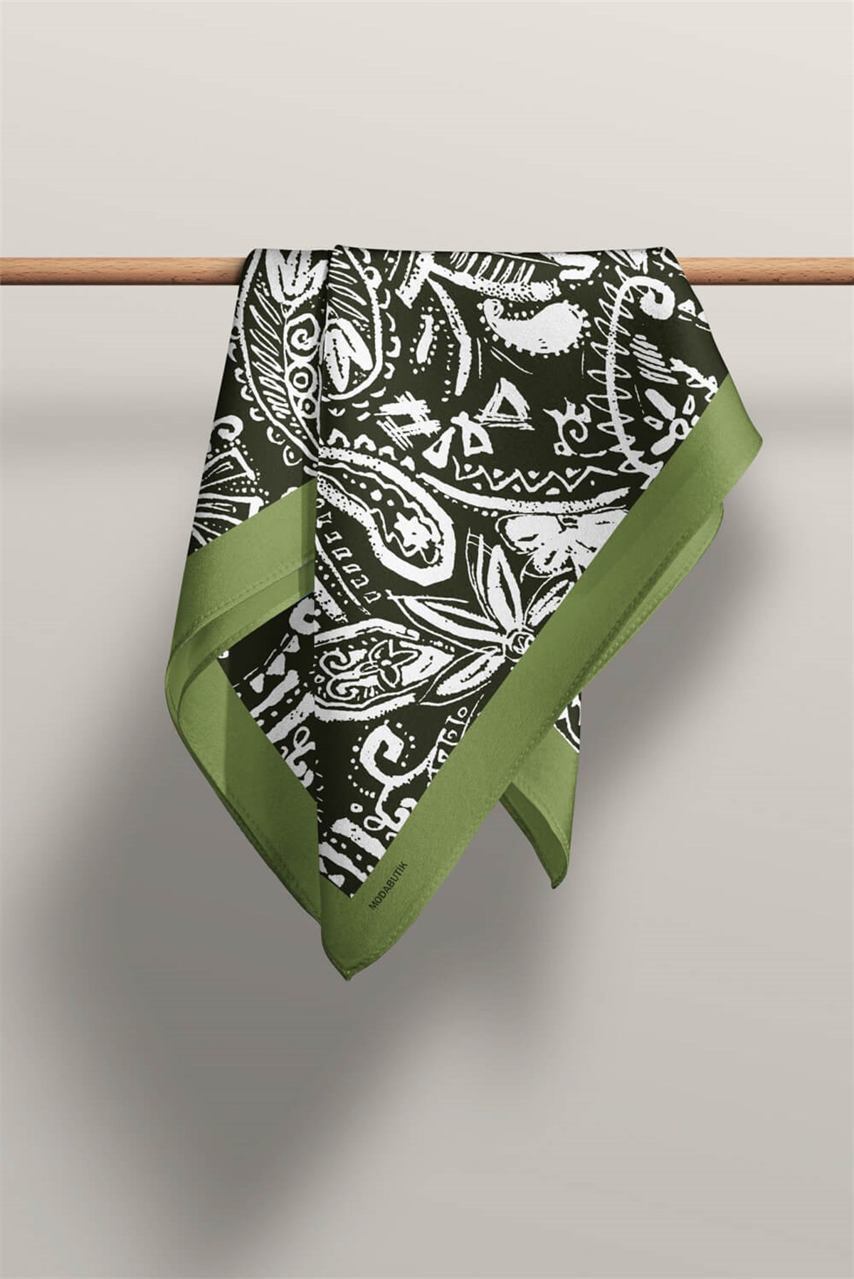 Violla D65 Kadın Egzotik Desenli Bandana 50x50 Koyu Yeşil DG0363-22