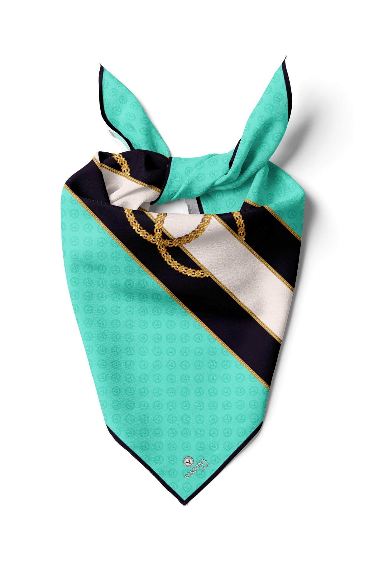 %100 İpek Kadın Desenli Bandana 80x80